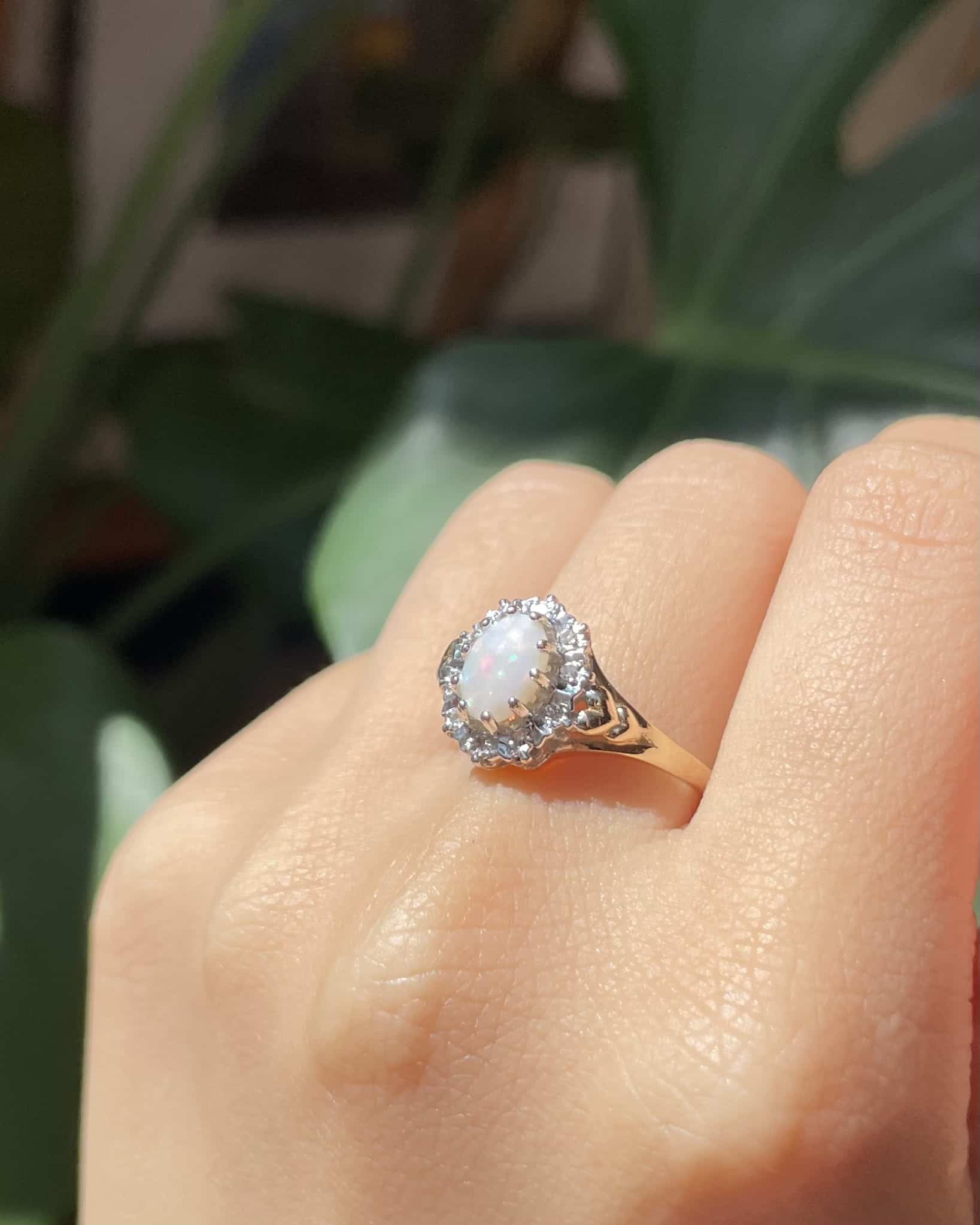 Bague Marguerite Opale & 10 Diamants "Cora" - Elliade Paris