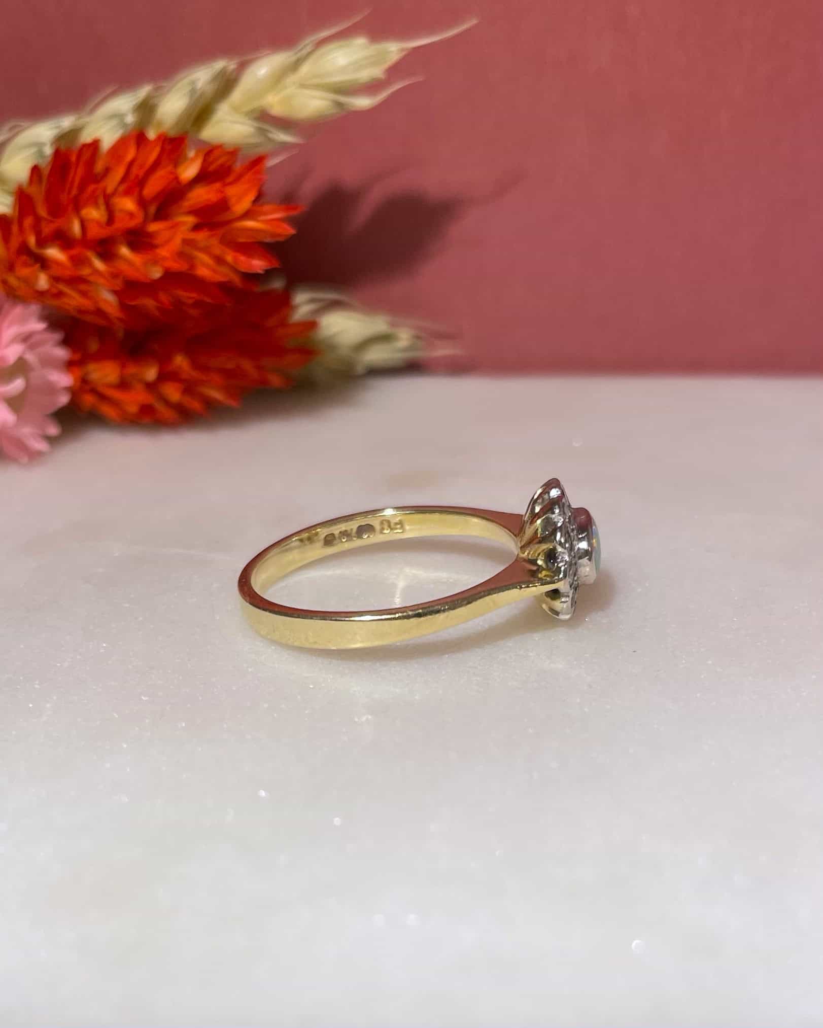 Bague Marguerite Opale & Diamants "Eileen" - Elliade Paris