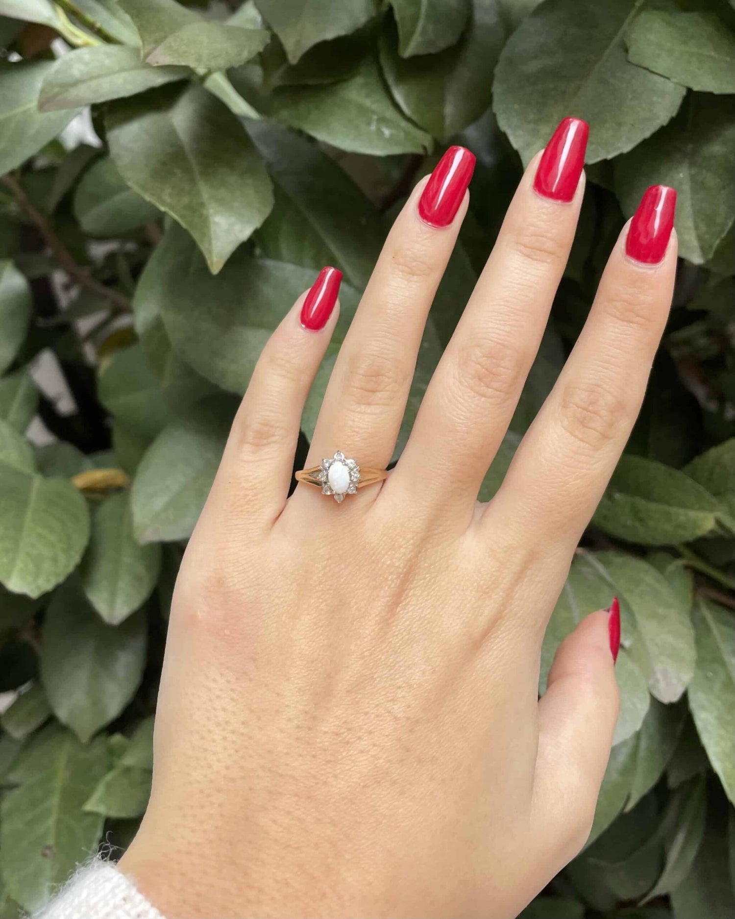 Bague Marguerite Opale & Diamants "Luna" - Elliade Paris