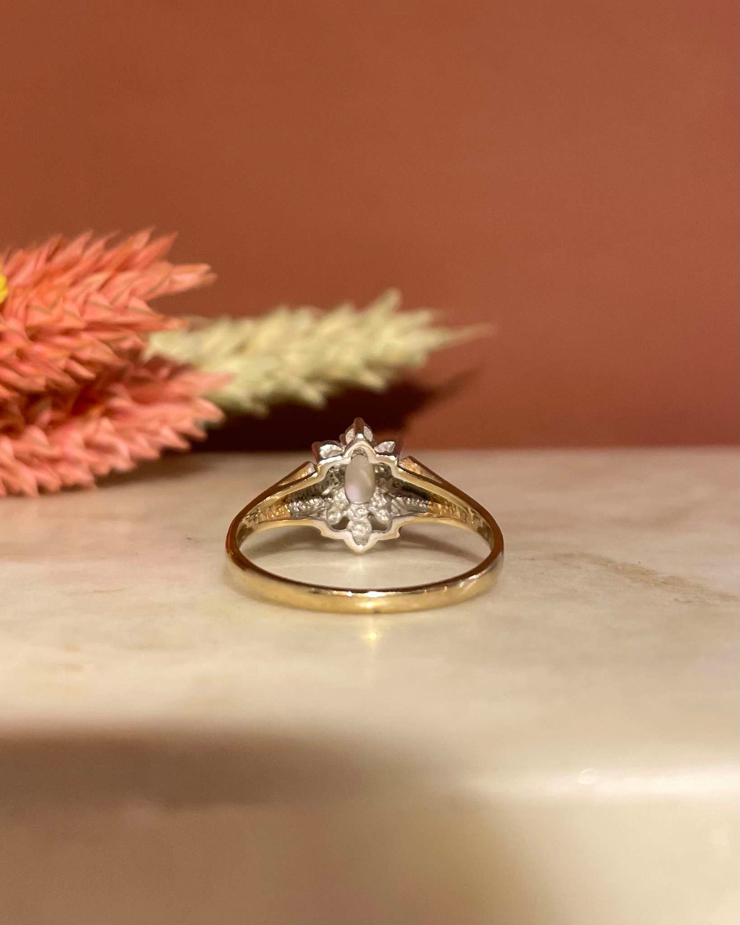 Bague Marguerite Opale & Diamants "Luna" - Elliade Paris