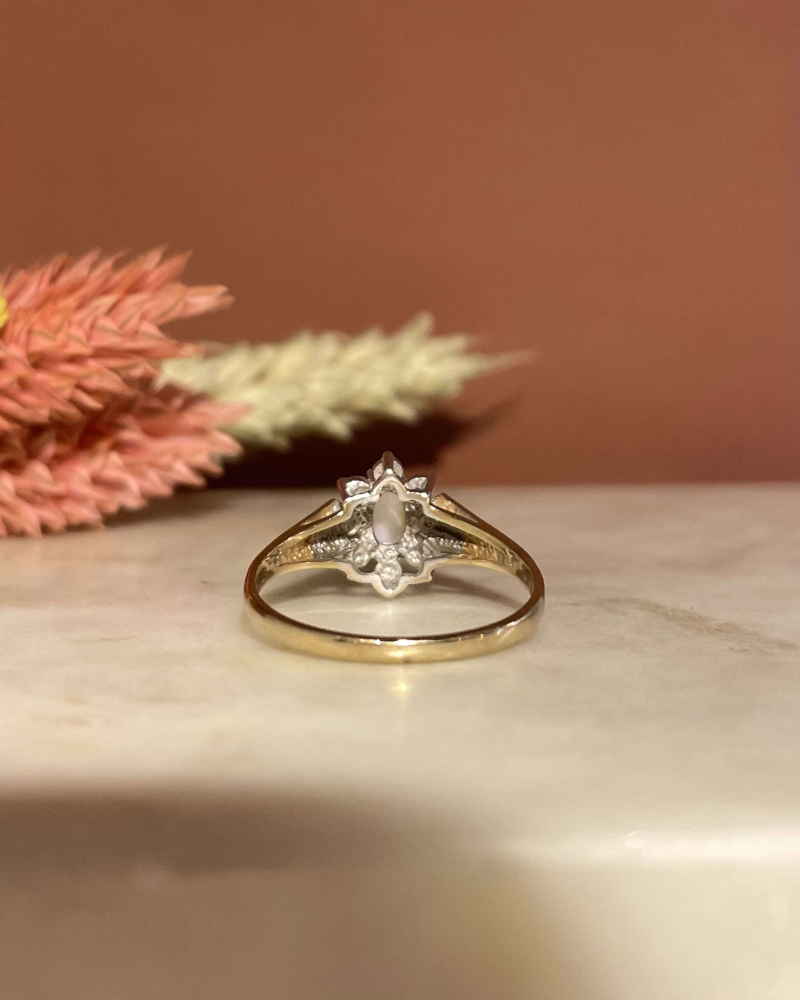 Bague Marguerite Opale & Diamants "Luna" - Elliade Paris