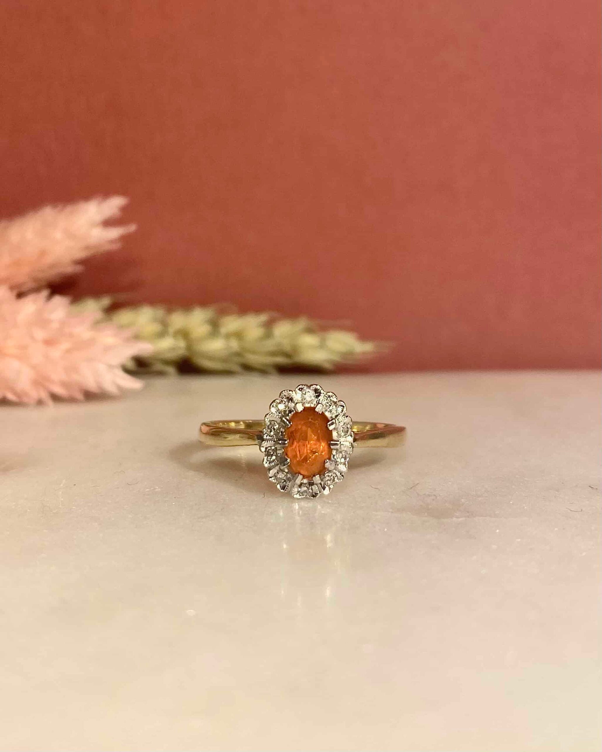 Bague Marguerite Opale de Feu 0.35 carat & Diamants "Loue"