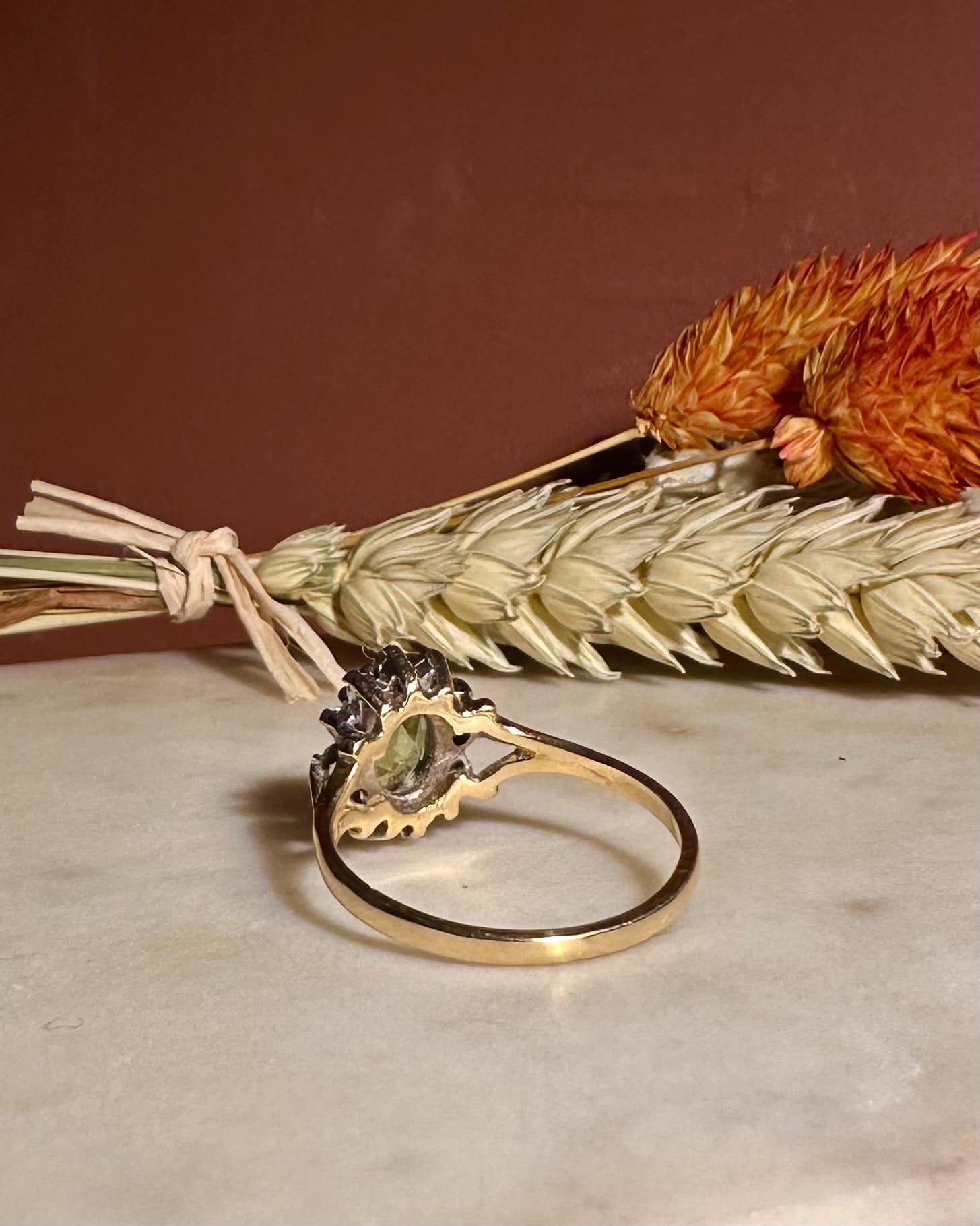 Bague Marguerite Péridot 1 carat & Diamants "Lumia" - Elliade Paris