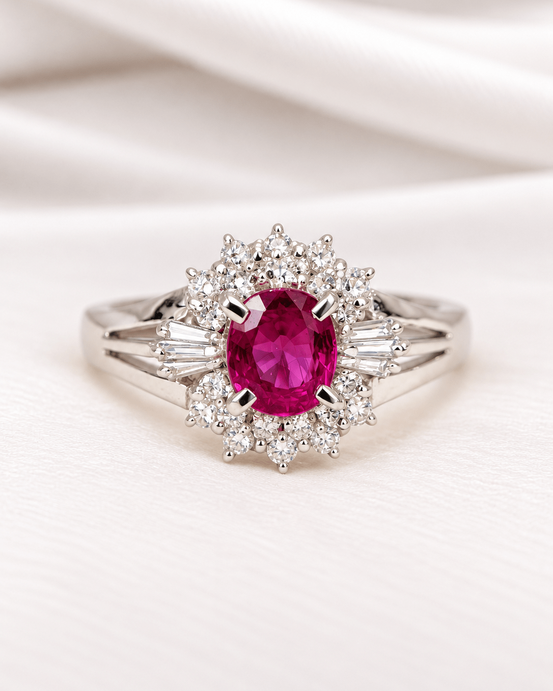 Bague Marguerite Rubis 0.64 carat & Diamants 0.25 carat "Vivienne" - Elliade Paris