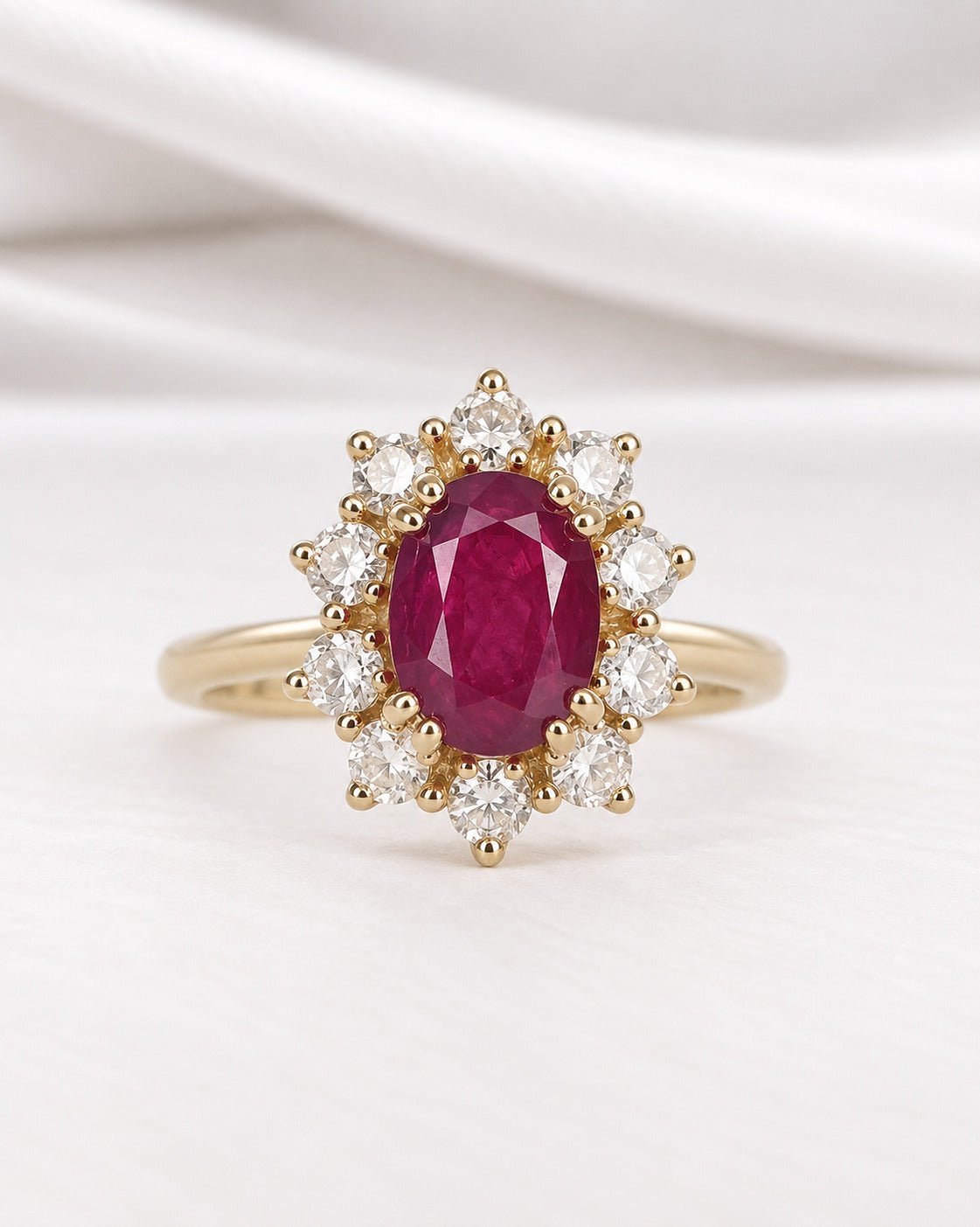 Bague Marguerite Rubis 1.39 carat & Diamants 0.40 carat "Rosie" - Elliade Paris