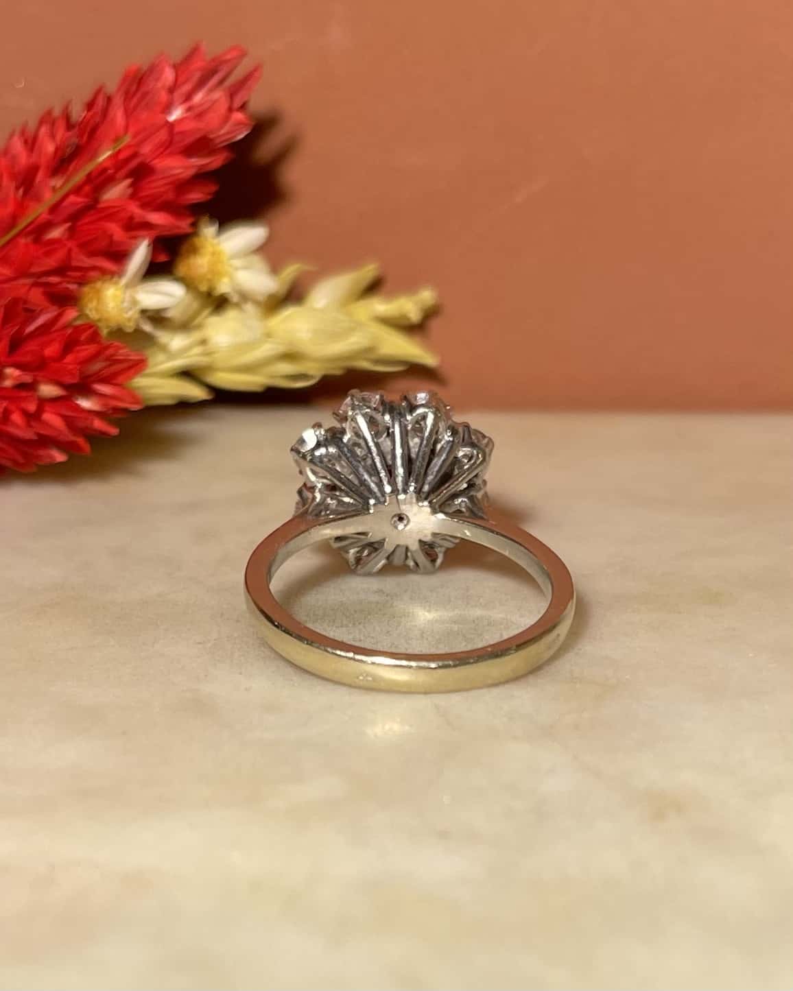 Anillo de margarita "Lyssandre" de 1,10 quilates con rubí y 8 diamantes