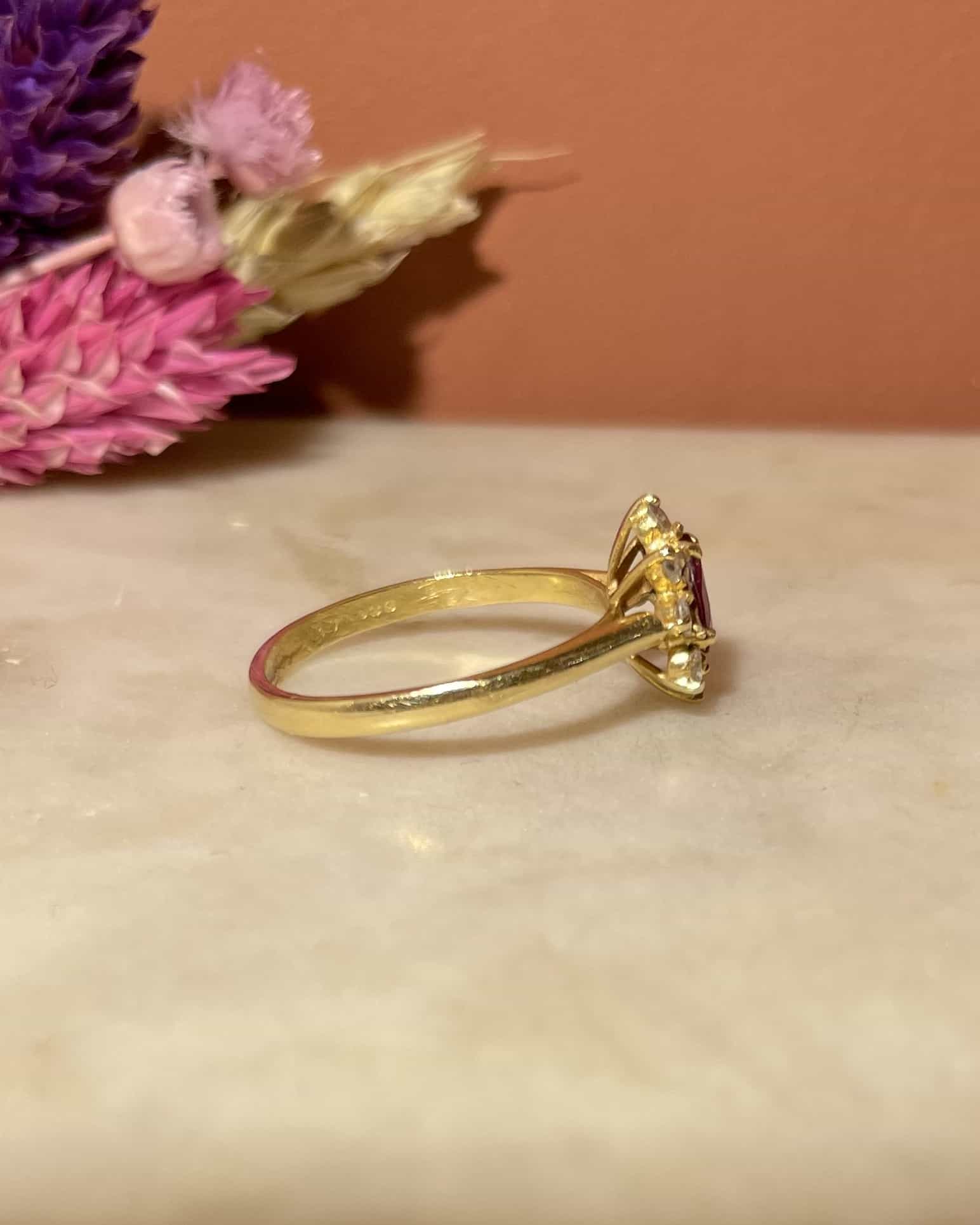 Bague Marguerite Rubis & 8 Diamants "Rosalie"