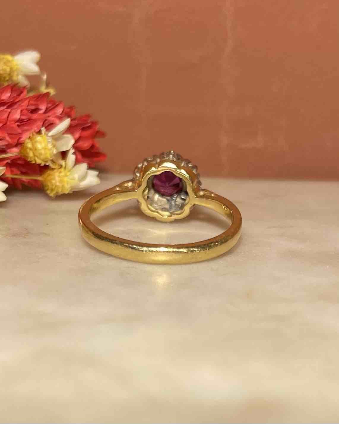 Bague Marguerite Rubis et Diamants "Youna" - Elliade Paris