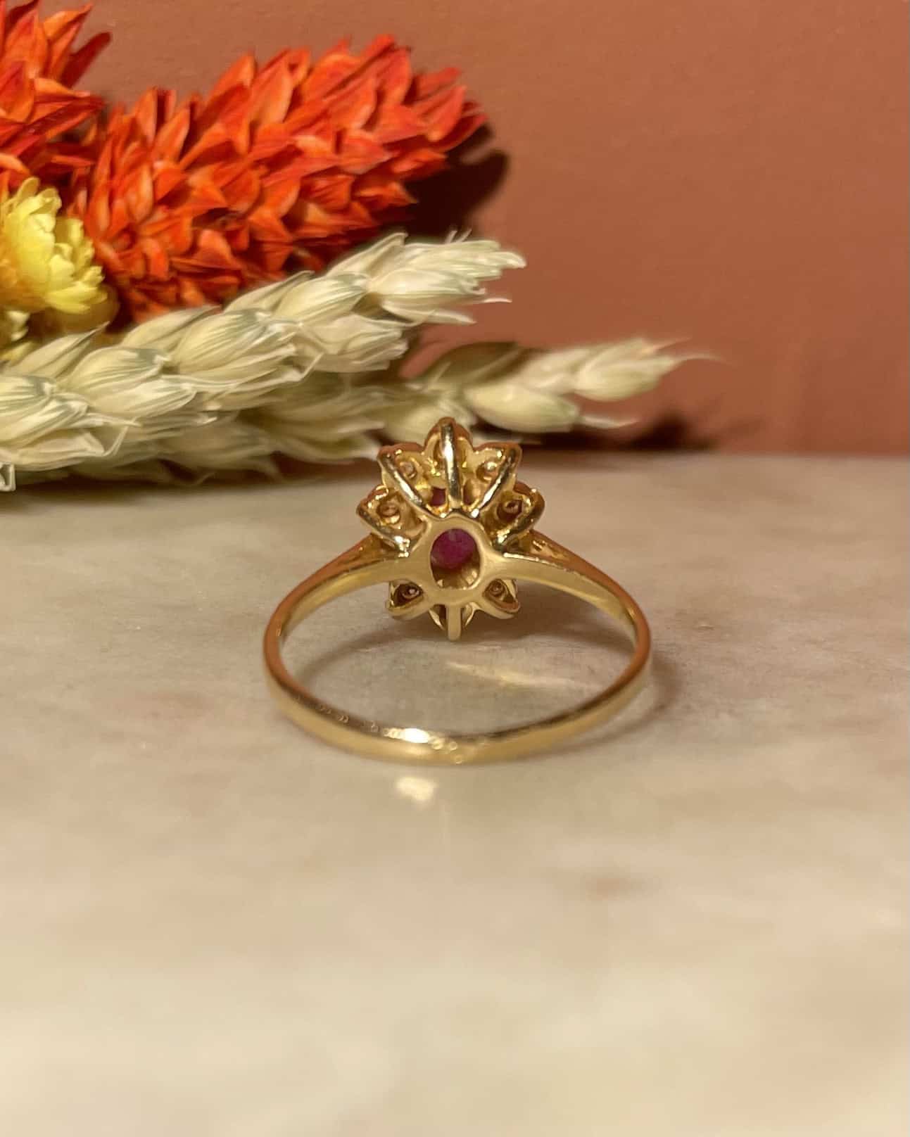 Bague Marguerite Rubis & 10 Diamants "Sofia"