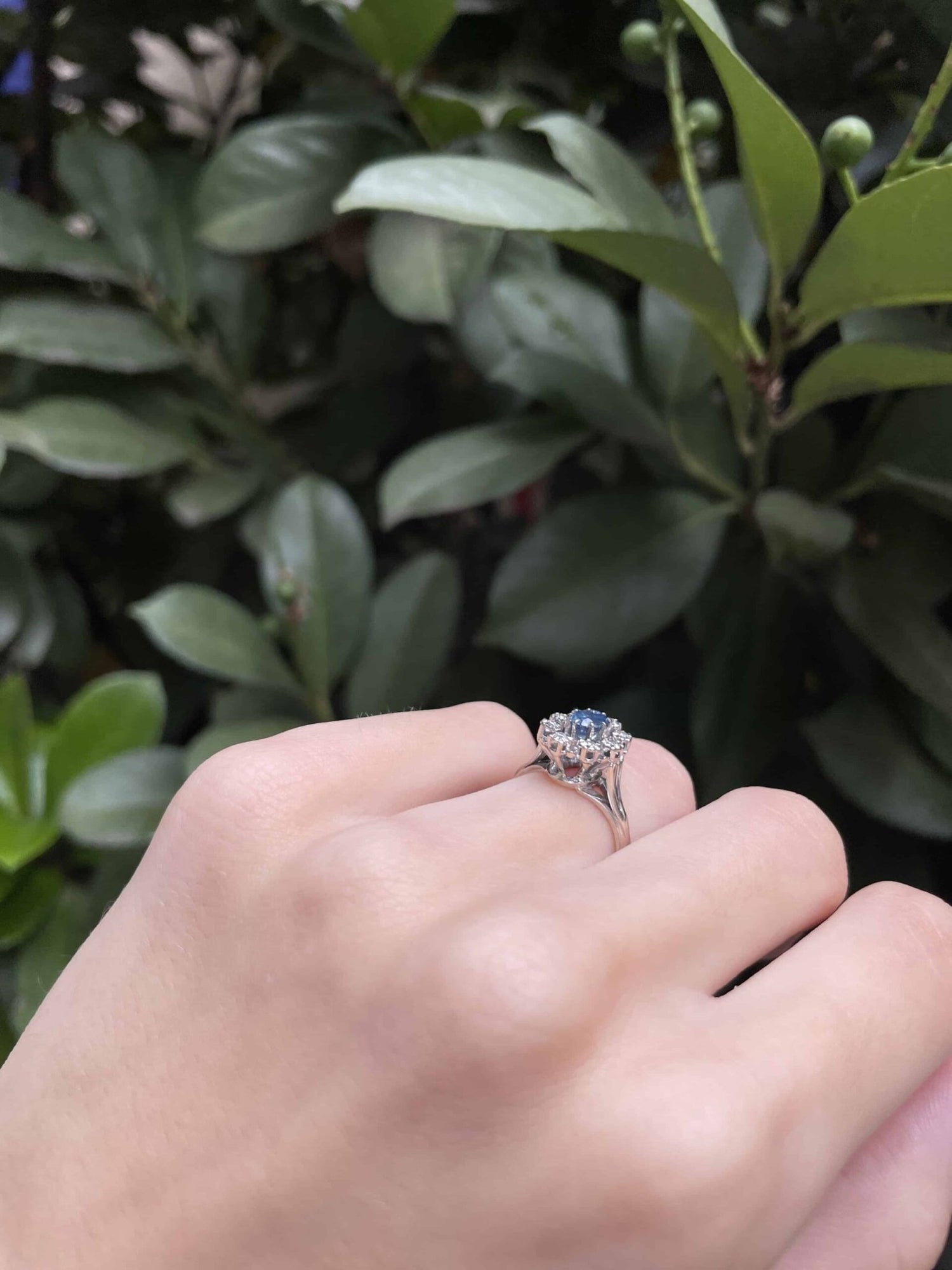 Bague Marguerite Saphir 0.60 carat & Diamants "Esaï" - Elliade Paris