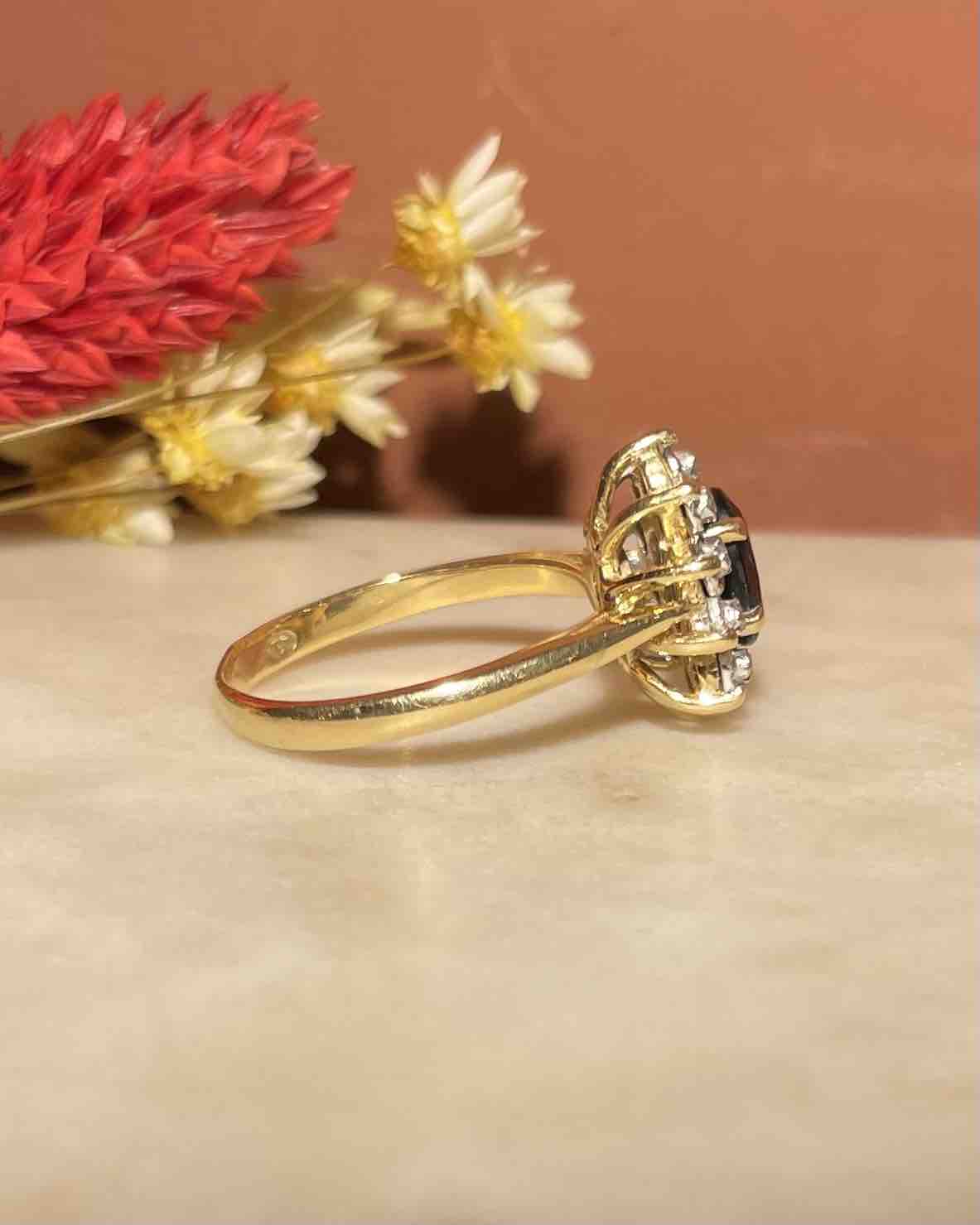 Bague Marguerite Saphir 1 carat & Diamants "Danny" - Elliade Paris