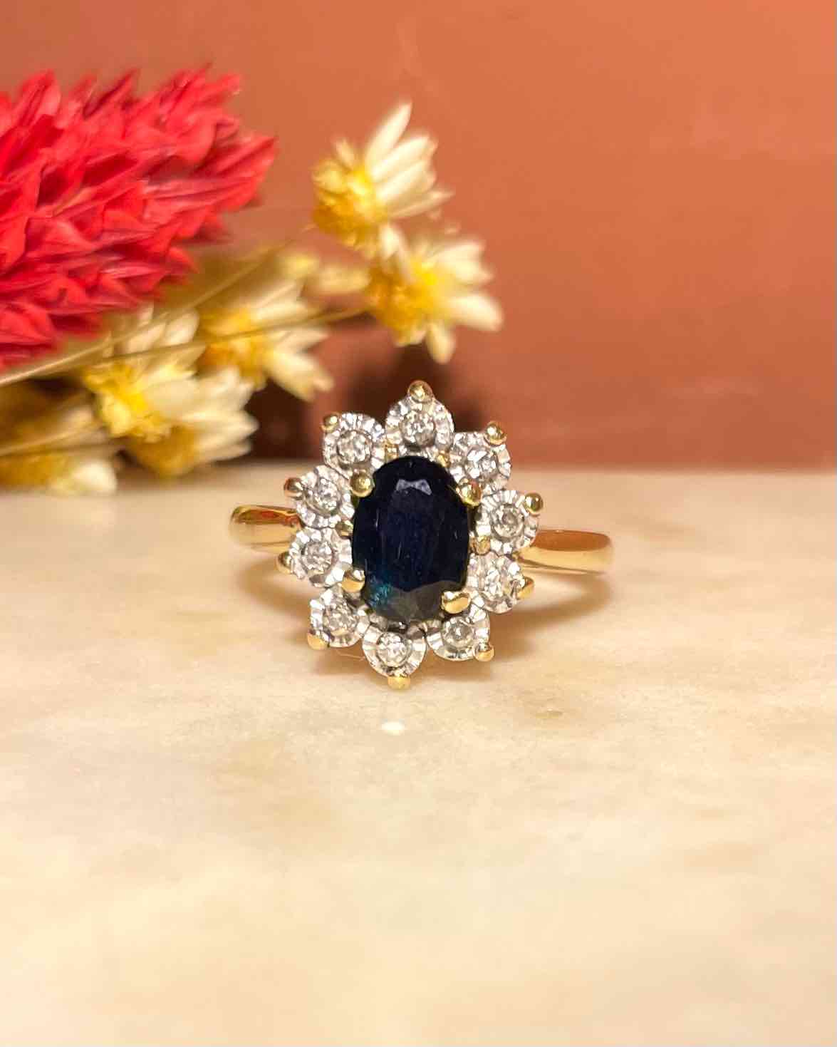 Bague Marguerite Saphir 1 carat & Diamants "Danny" - Elliade Paris
