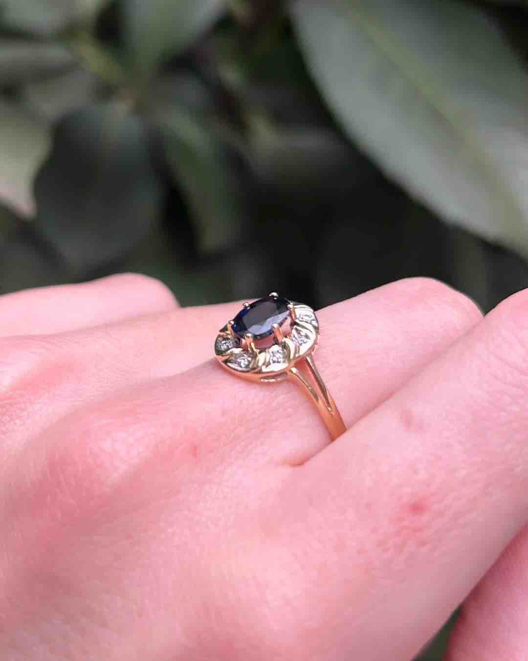 Bague Marguerite Saphir 1 carat & Diamants "Elda" - Elliade Paris