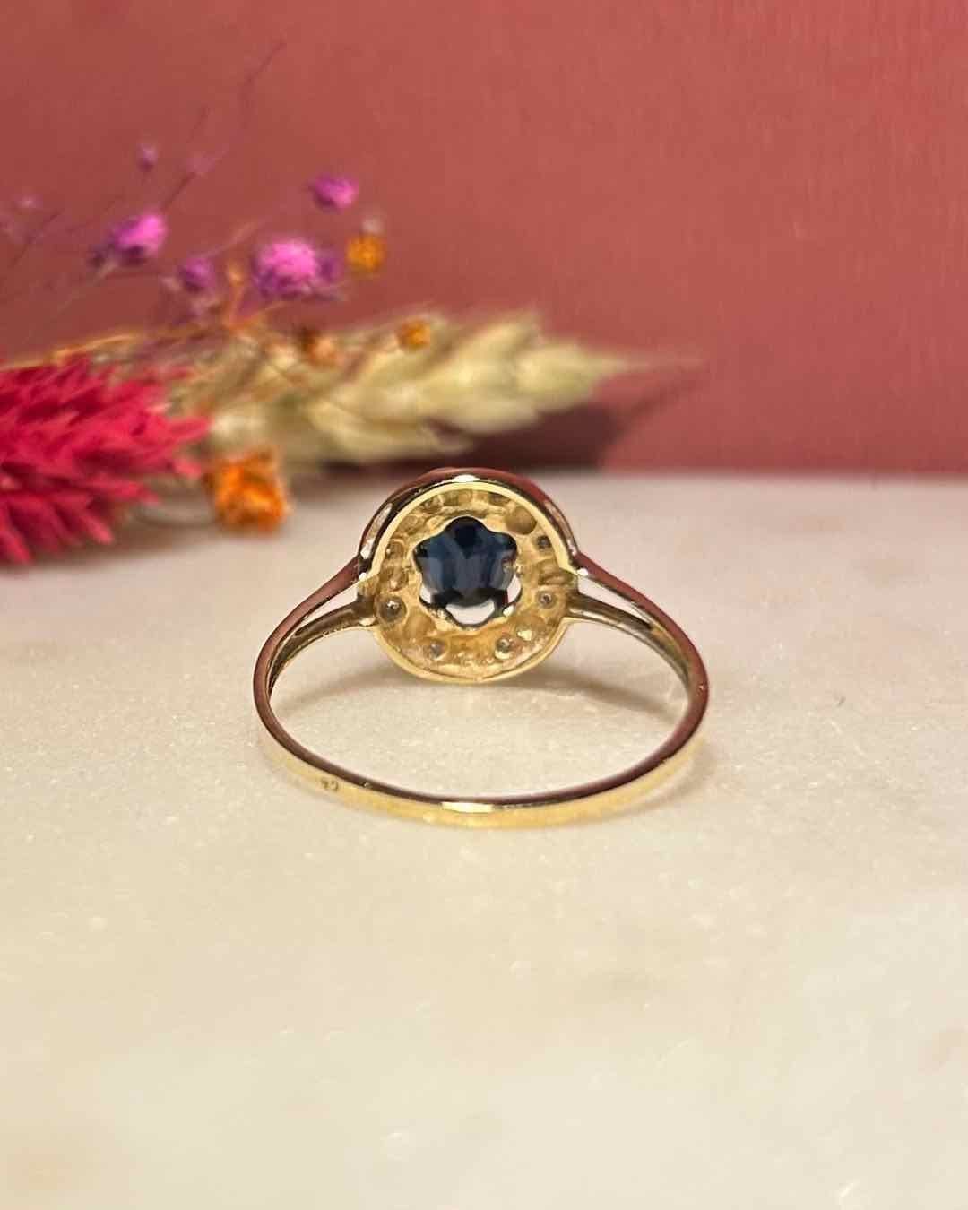 Bague Marguerite Saphir 1 carat & Diamants "Elda" - Elliade Paris