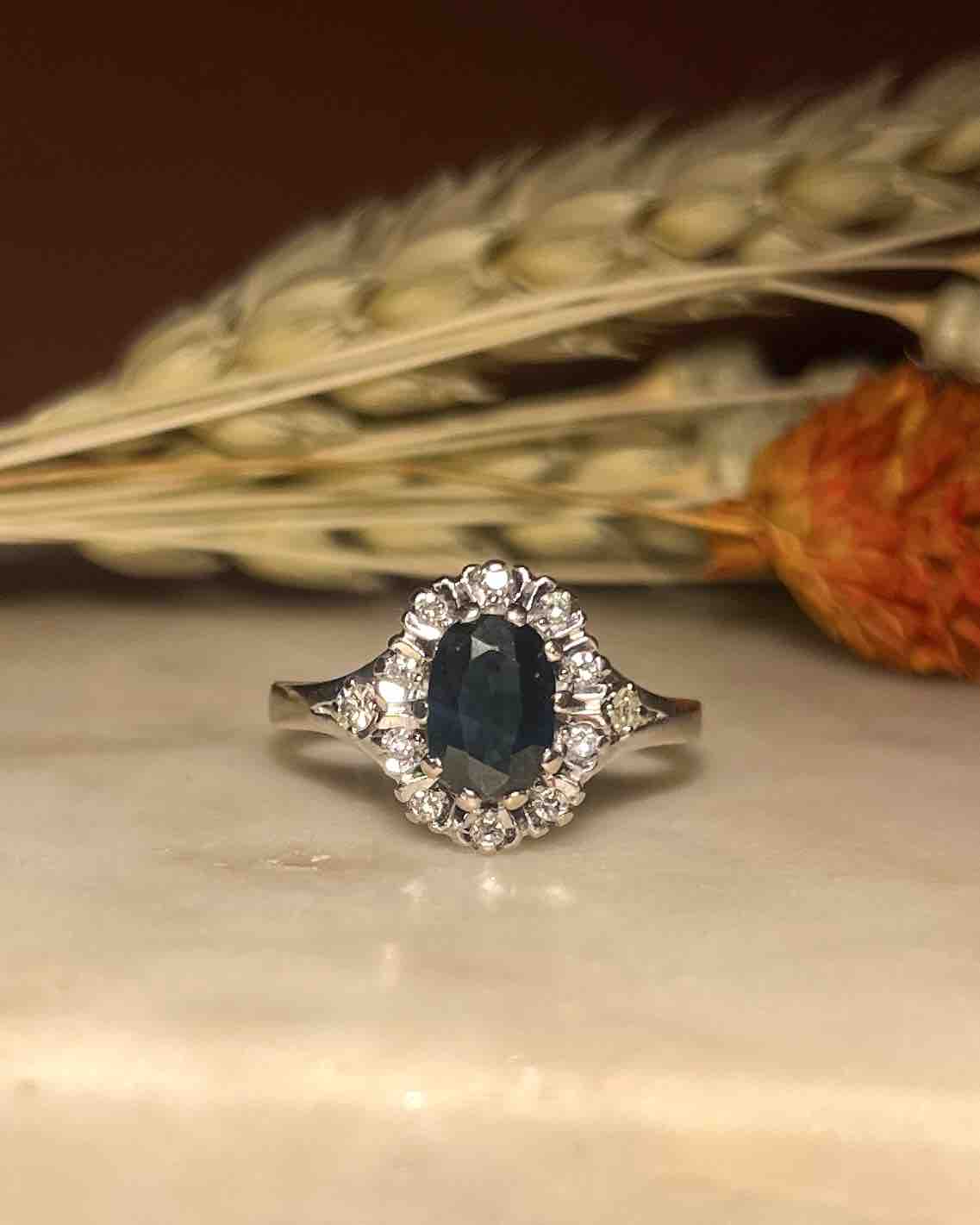 Bague Marguerite Saphir 1 carat & Diamants "Irèna" - Elliade Paris
