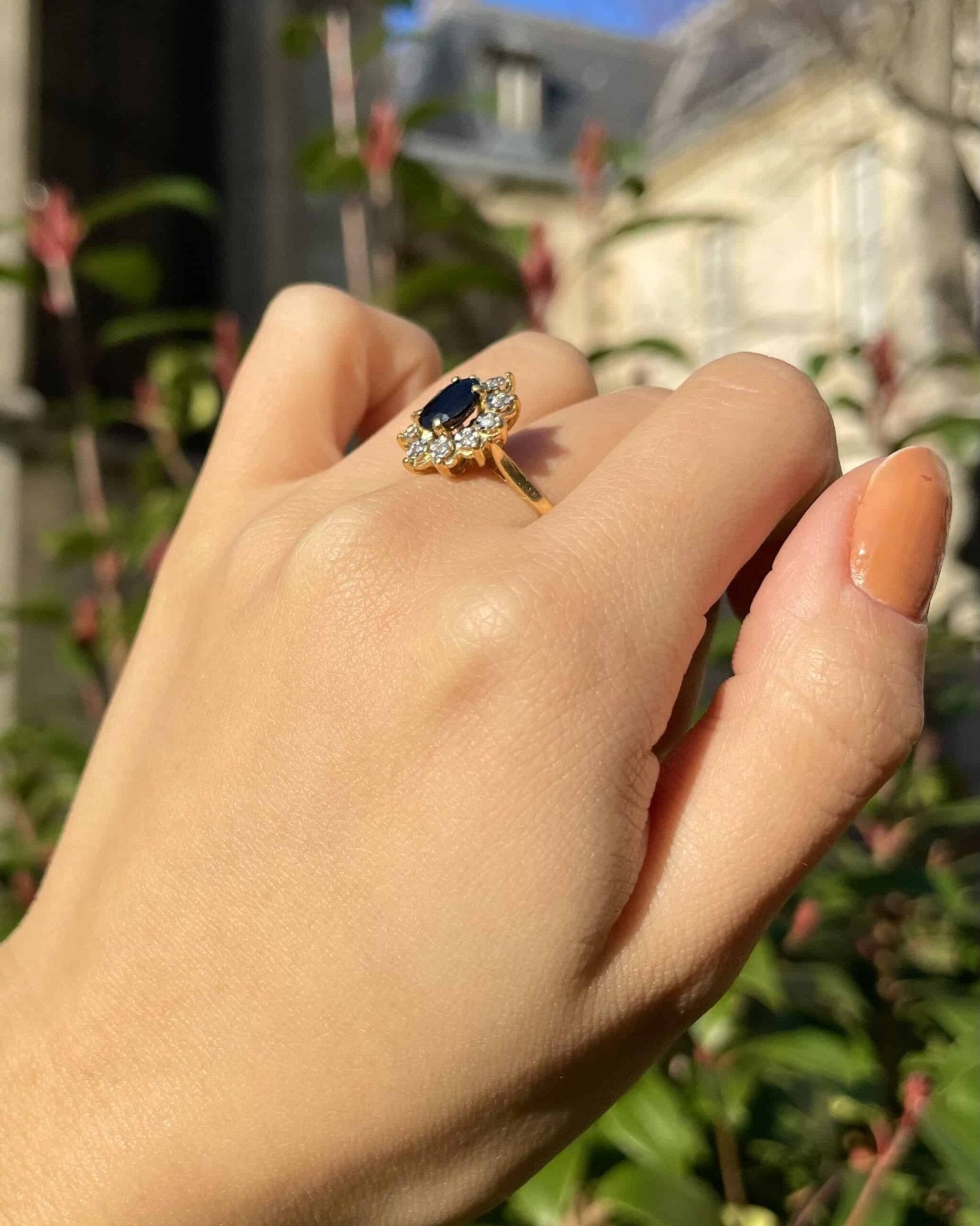 Bague Marguerite Saphir 1 carat & Diamants "Saliha" - Elliade Paris