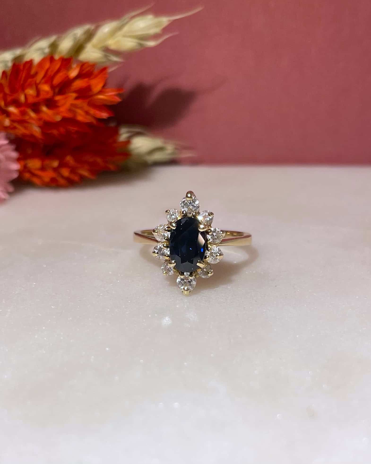 Bague Marguerite Saphir 1.10 carat & Diamants "Valencia" - Elliade Paris