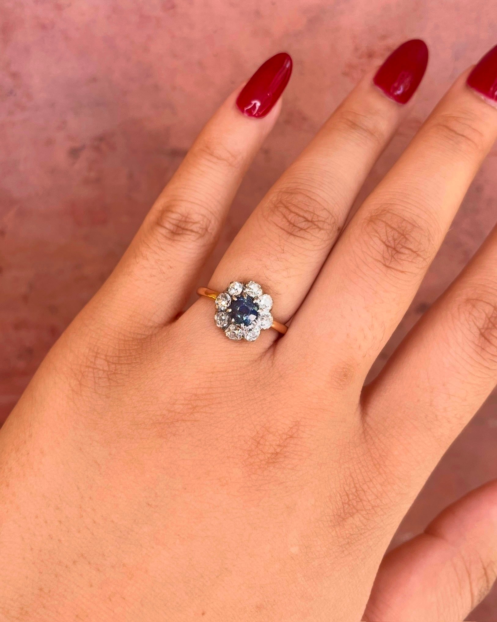 Bague Marguerite Saphir 1.20 carat & Diamants 0.80 carat "Amélie" - Elliade Paris