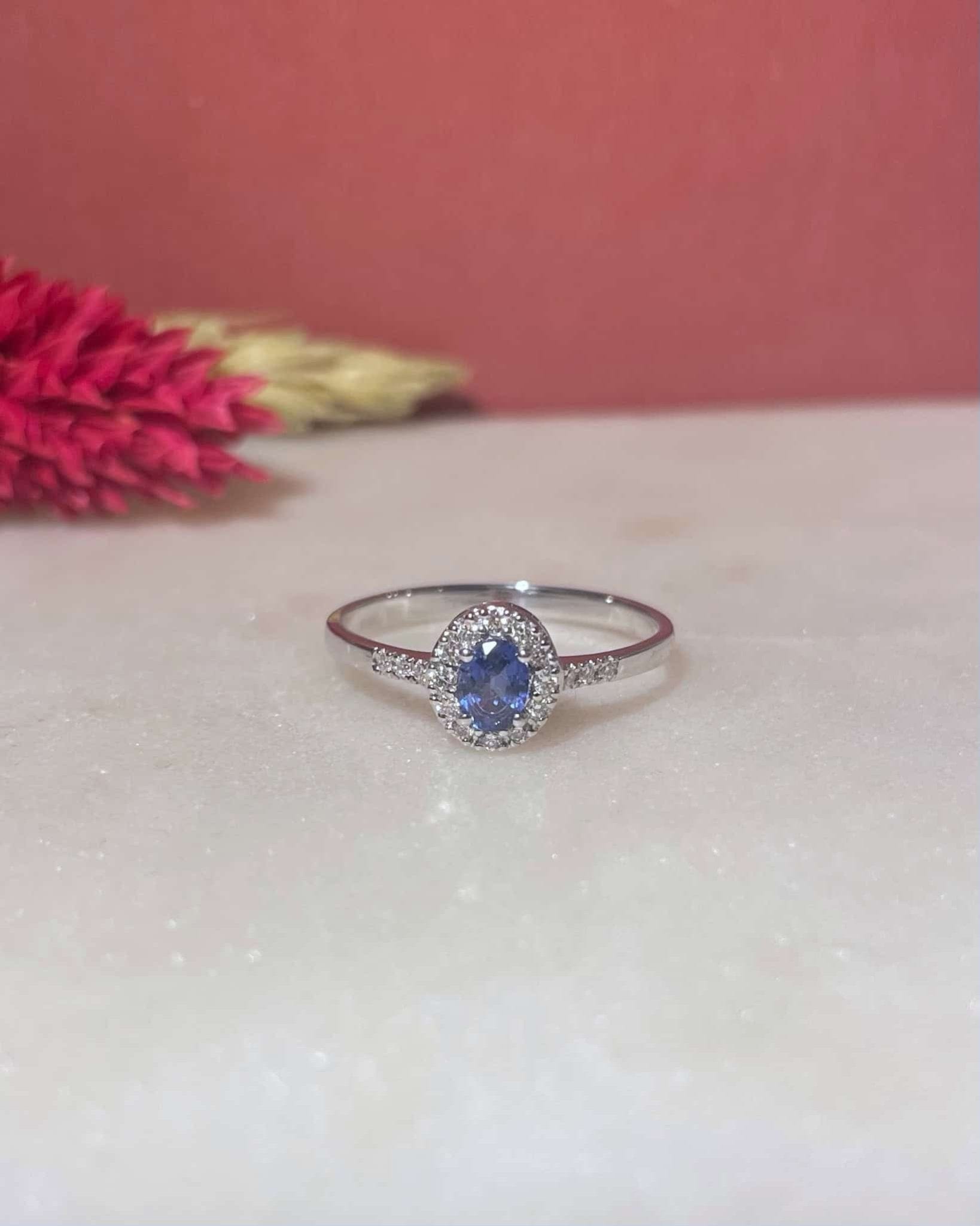Bague Marguerite Saphir & 18 Diamants "Arielle" - Elliade Paris