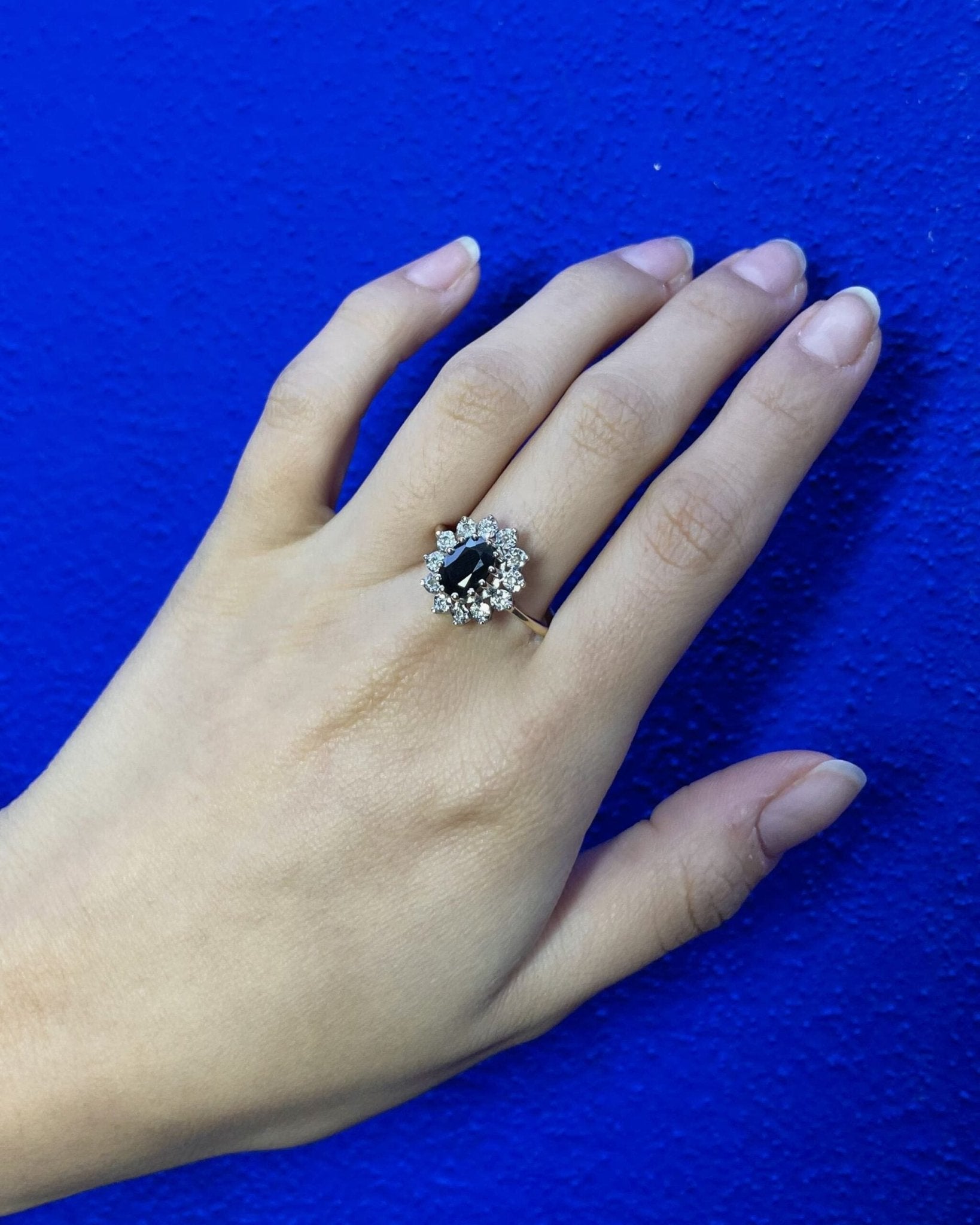 Bague Marguerite Saphir 2 carats & Diamants "Alexa" - Elliade Paris