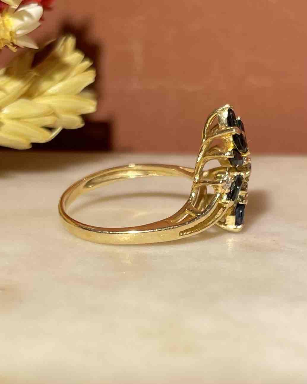 Bague Marguerite Saphir coeur Diamants "Millie" - Elliade Paris