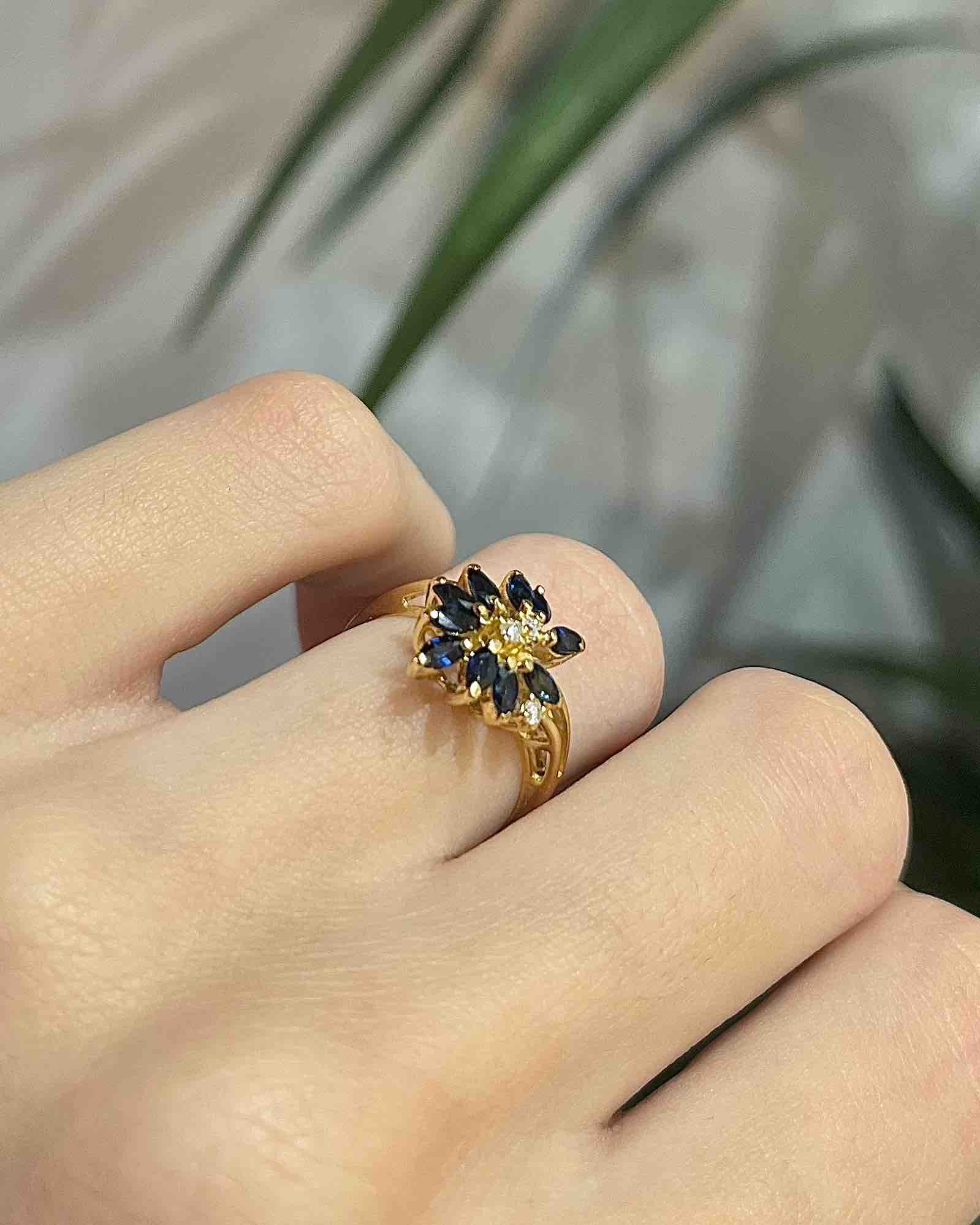 Bague Marguerite Saphir coeur Diamants "Millie" - Elliade Paris