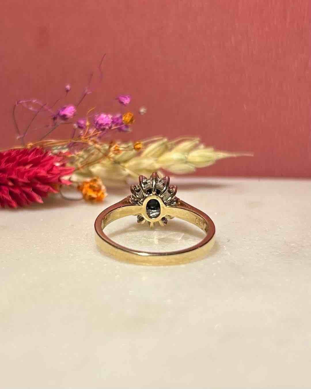 Bague Marguerite Saphir & Diamants "Justine" - Elliade Paris