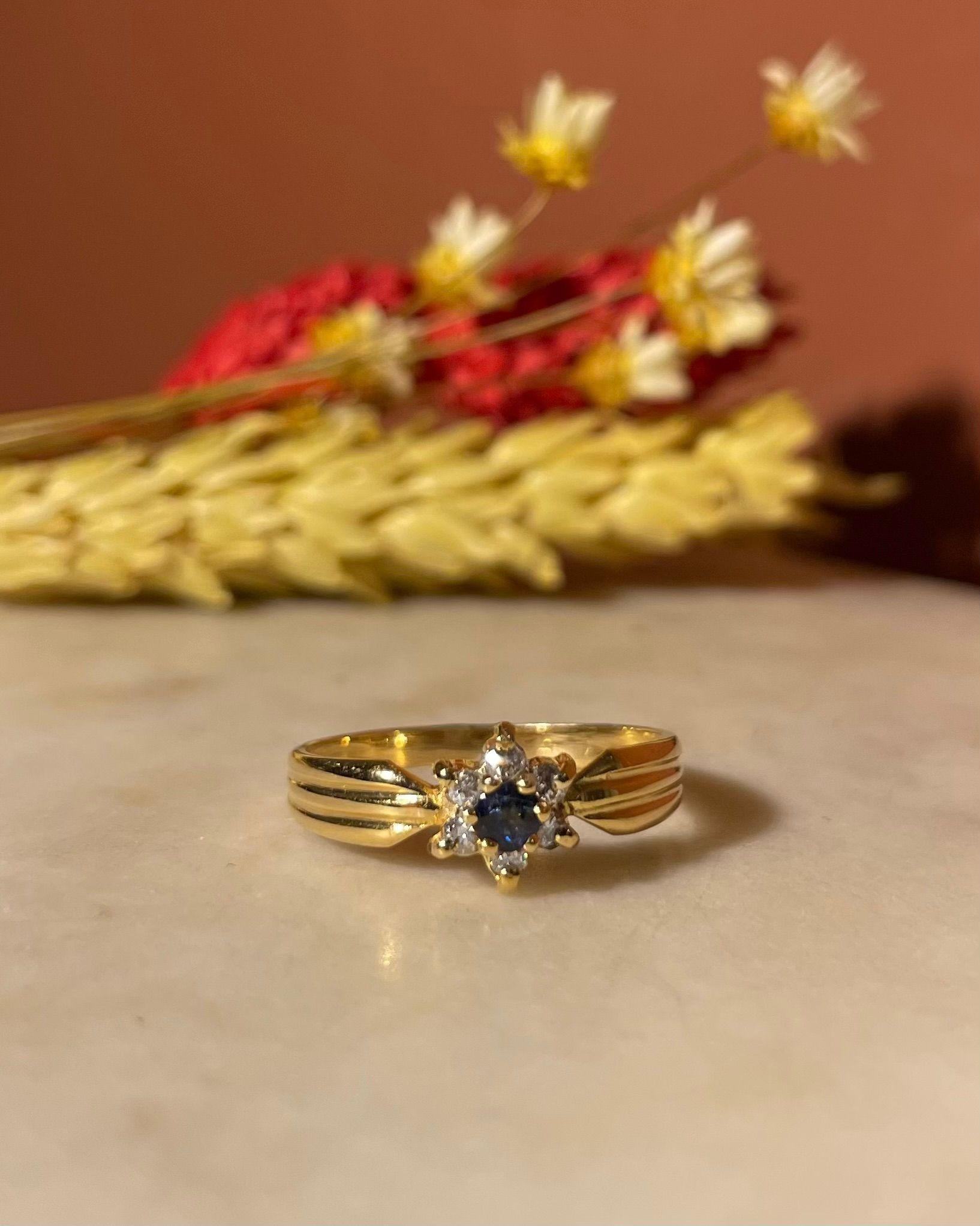 Bague Marguerite Saphir & Diamants "Léonide" - Elliade Paris