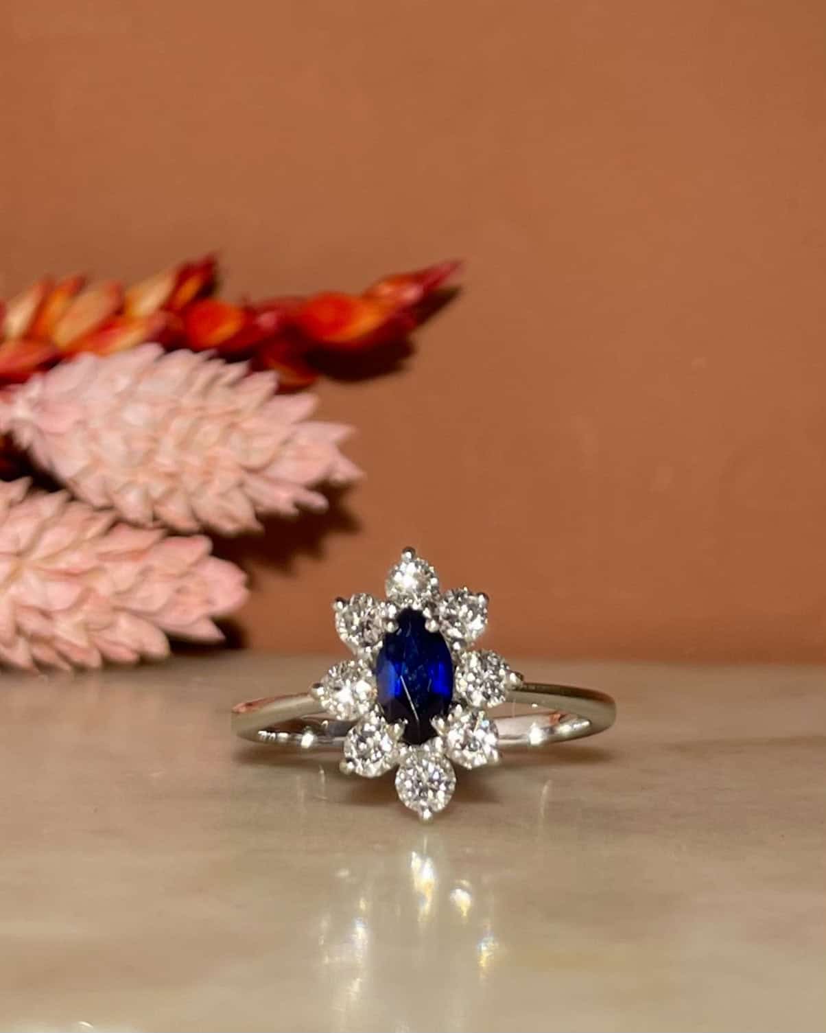 Bague Marguerite Saphir & Diamants "Luana" - Elliade Paris