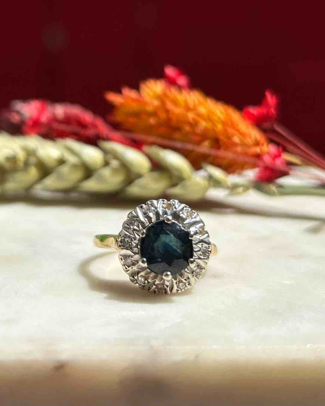 Bague Marguerite Saphir & Diamants "Sybella" - Elliade Paris