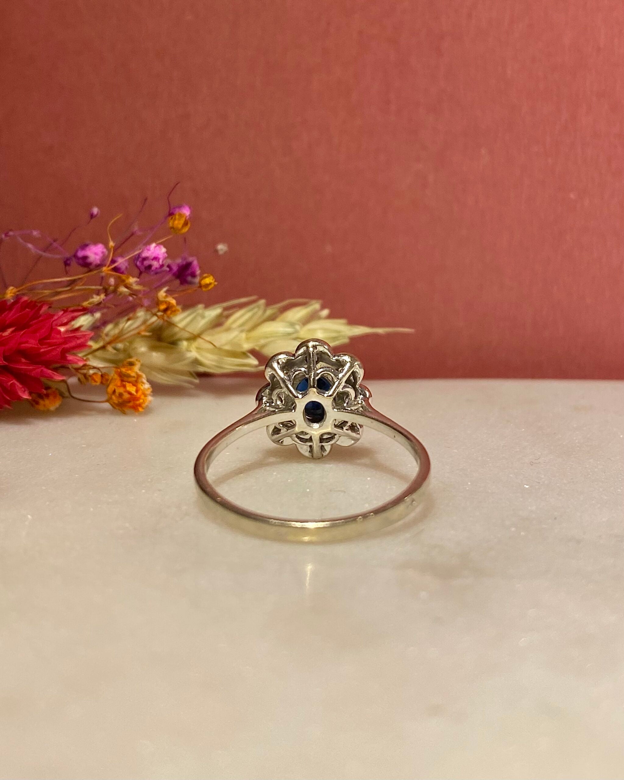 Bague Marguerite Saphir 1 carat & Diamants "Jess"