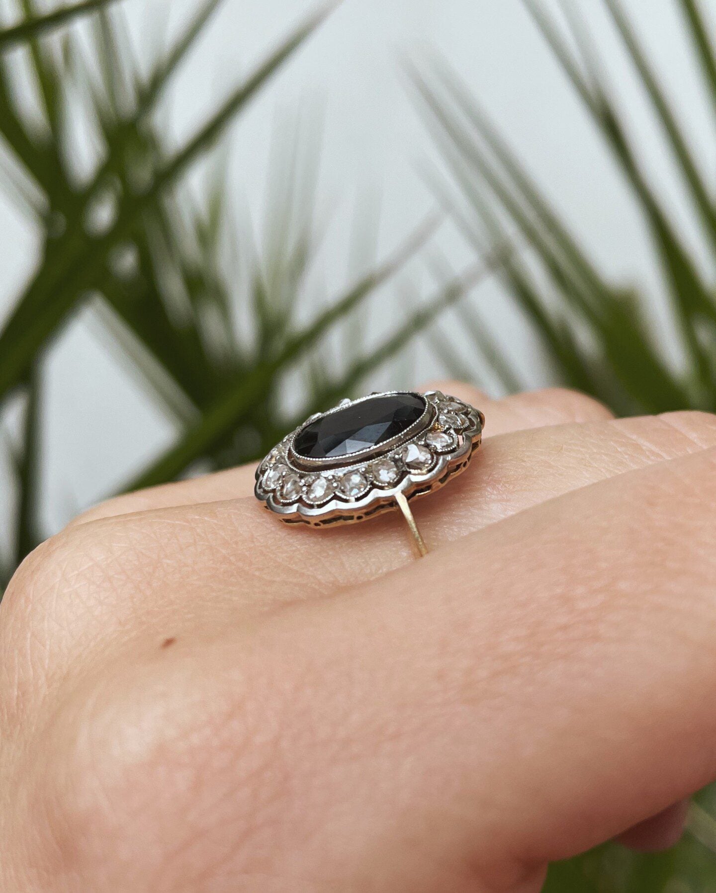 Bague Marguerite Art-déco Saphir & diamants "Anna"