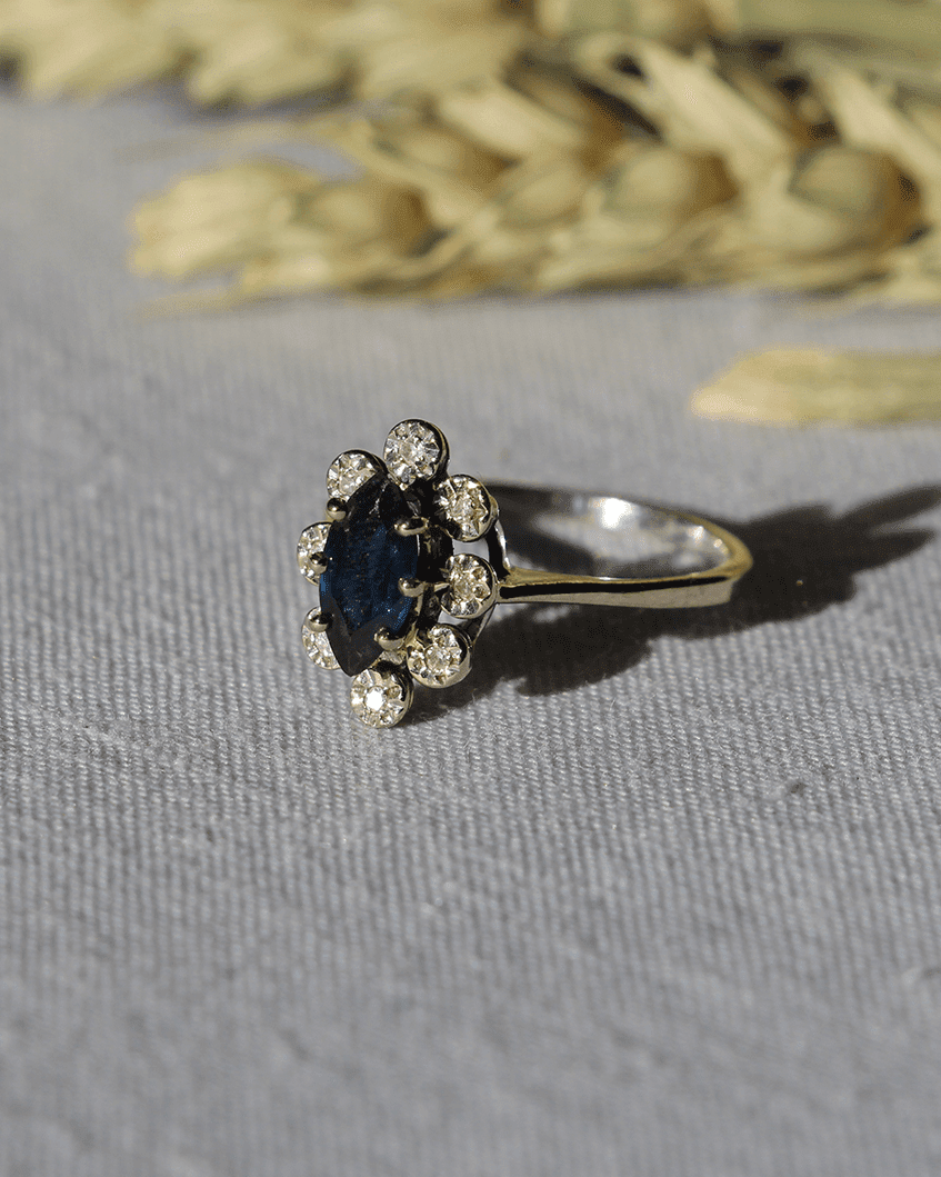 Bague Vintage Marguerite Saphir "Nala" - Elliade Paris