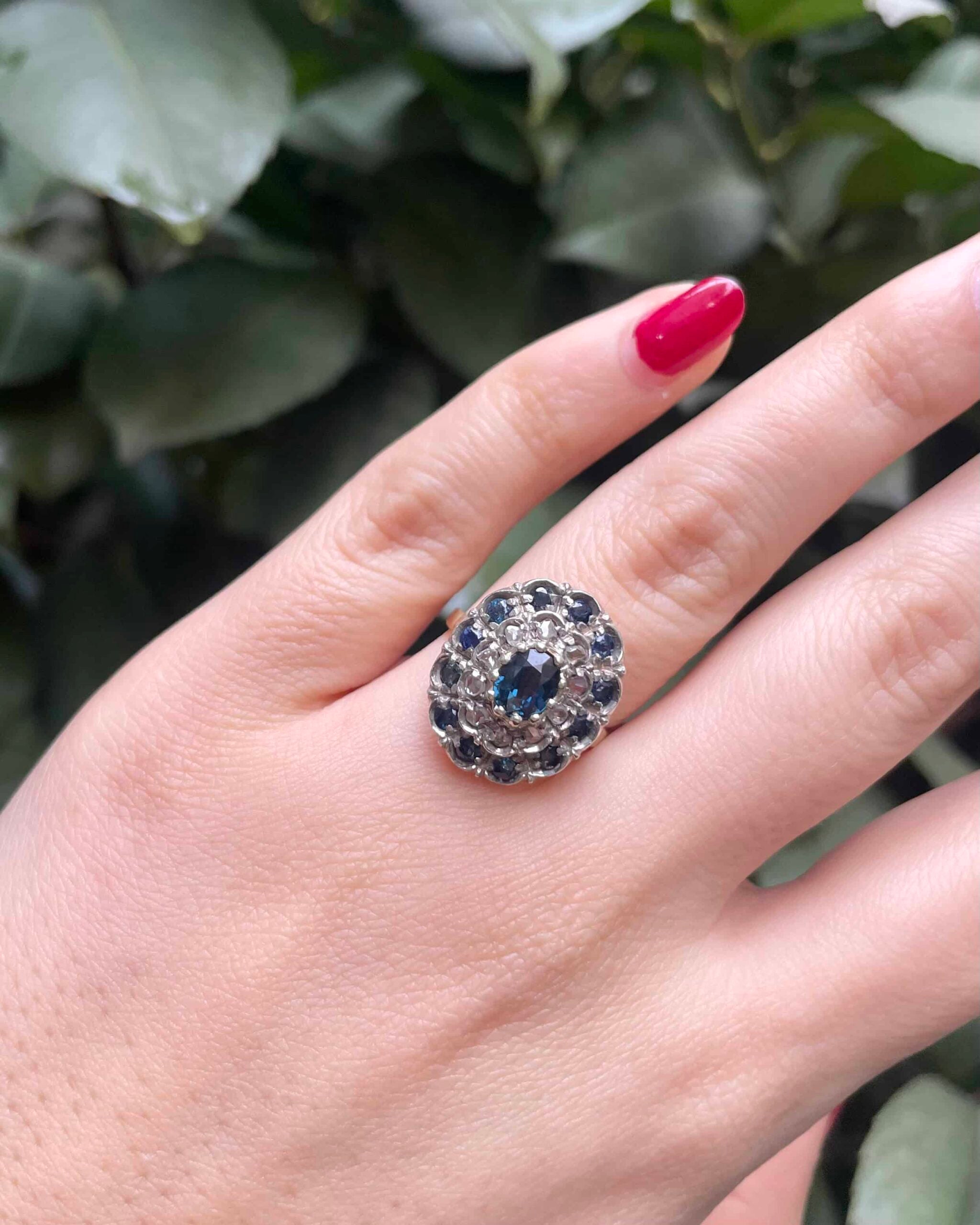 Bague Marguerite Saphirs 1.3 carat & 10 Diamants "Tatiana"