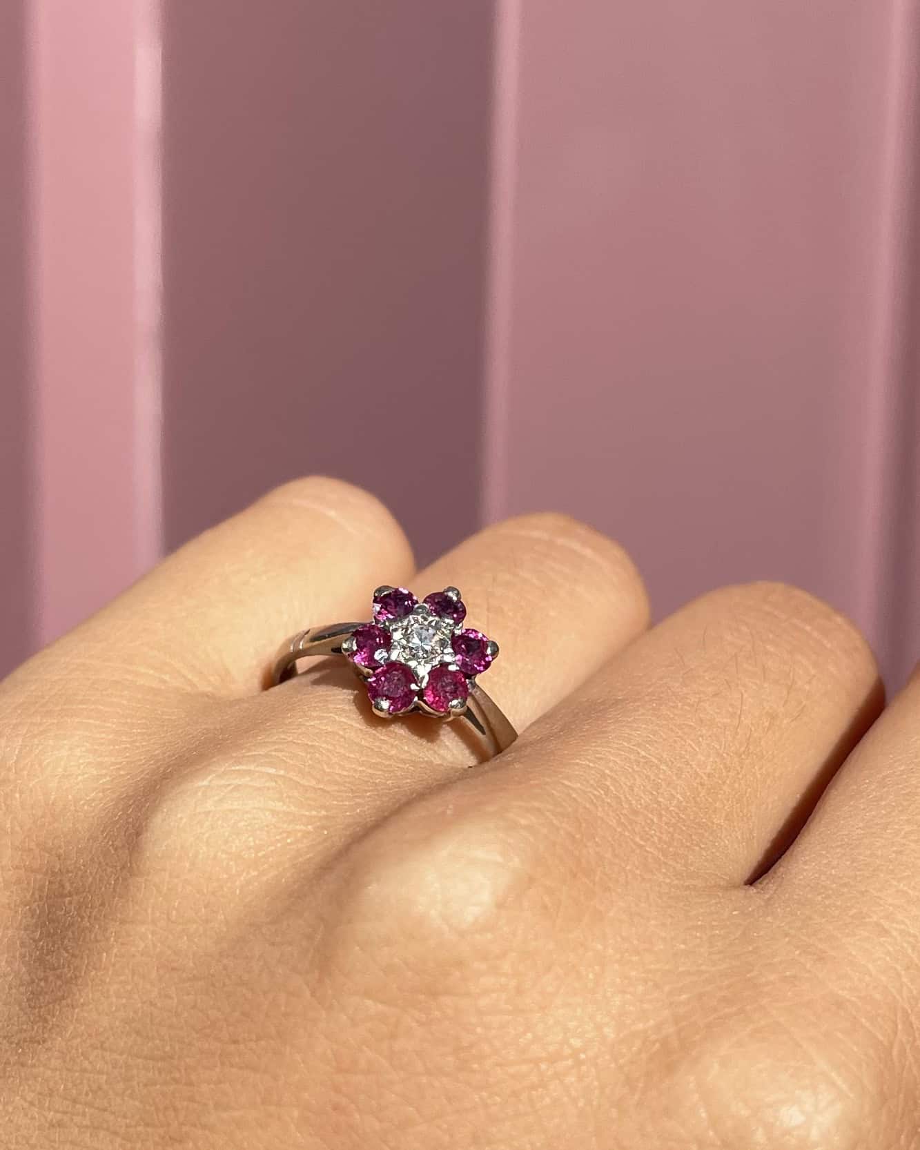 Bague Marguerite Rubis coeur Diamant "Célène"