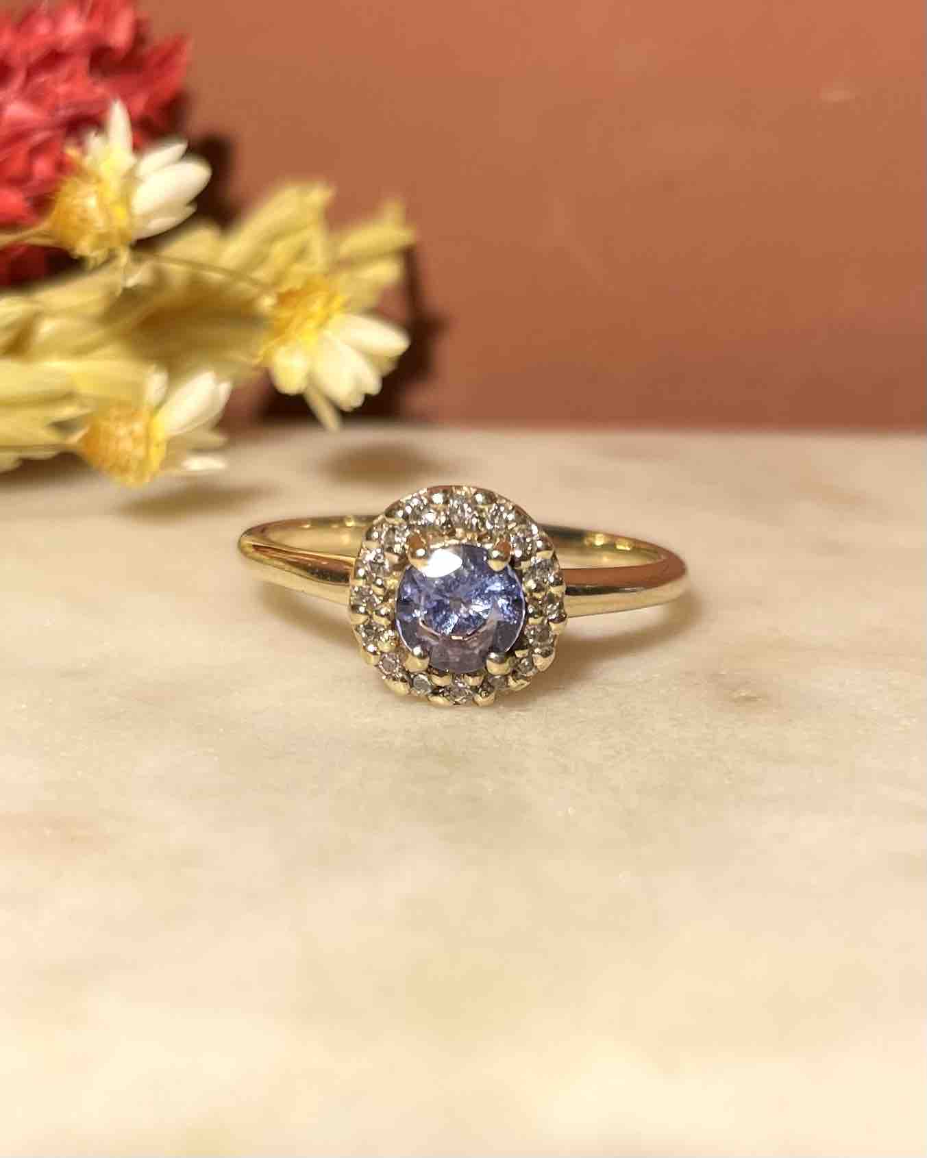 Bague Marguerite Tanzanite & Diamants "Araly" - Elliade Paris