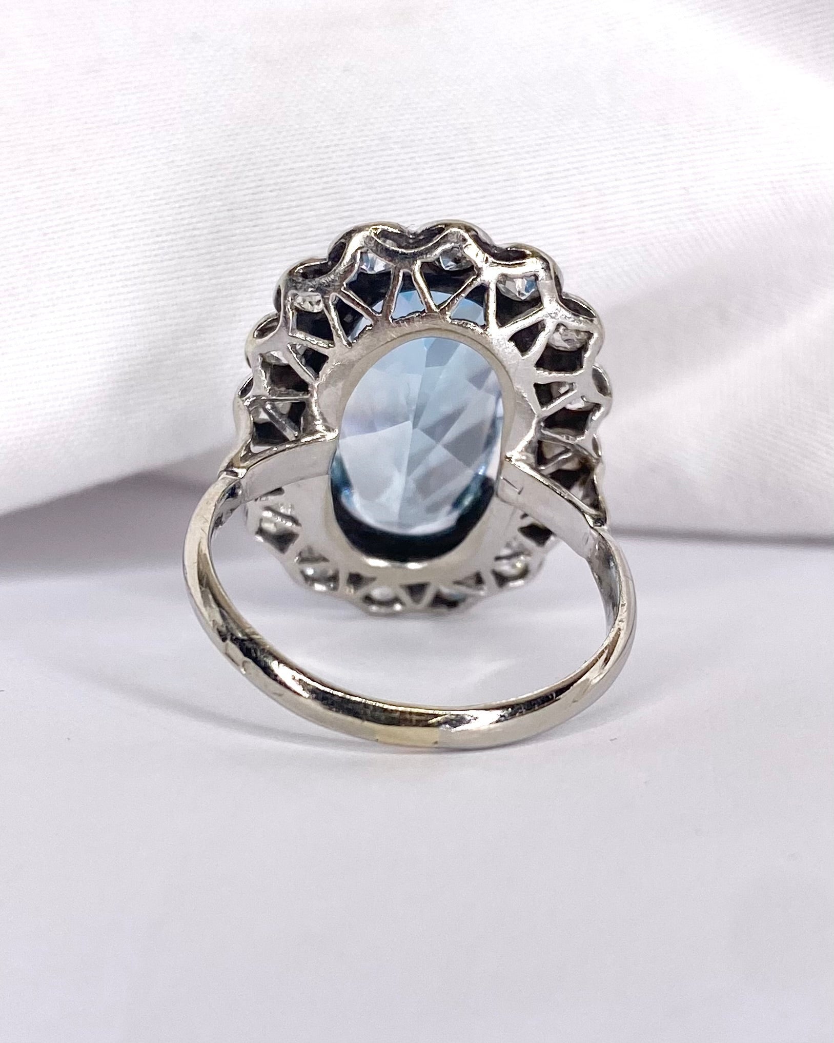 Bague Marguerite Topaze 9 carats & Diamants 1.12 carat "Béatrice" - Elliade Paris