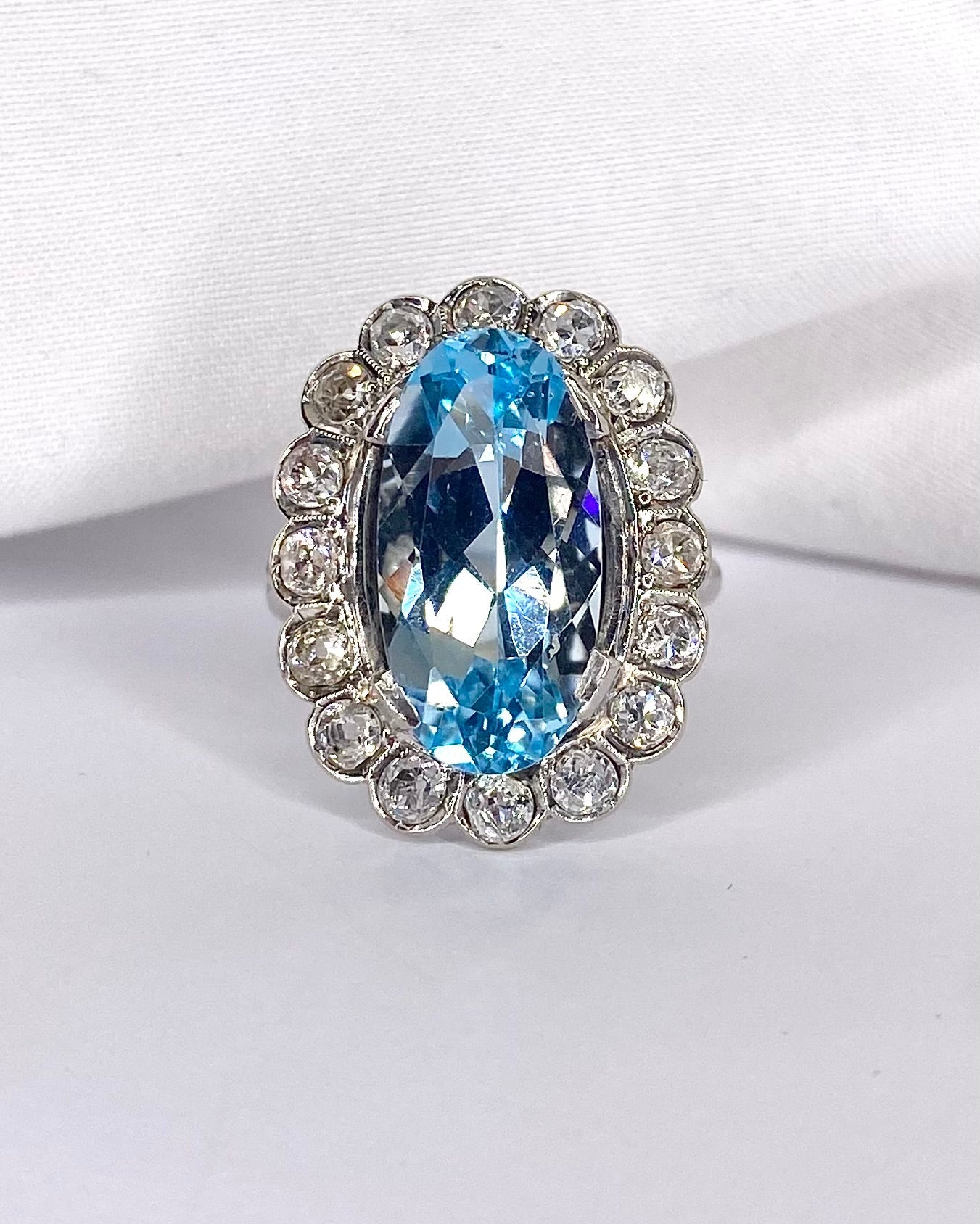 Bague Marguerite Topaze 9 carats & Diamants 1.12 carat "Béatrice" - Elliade Paris
