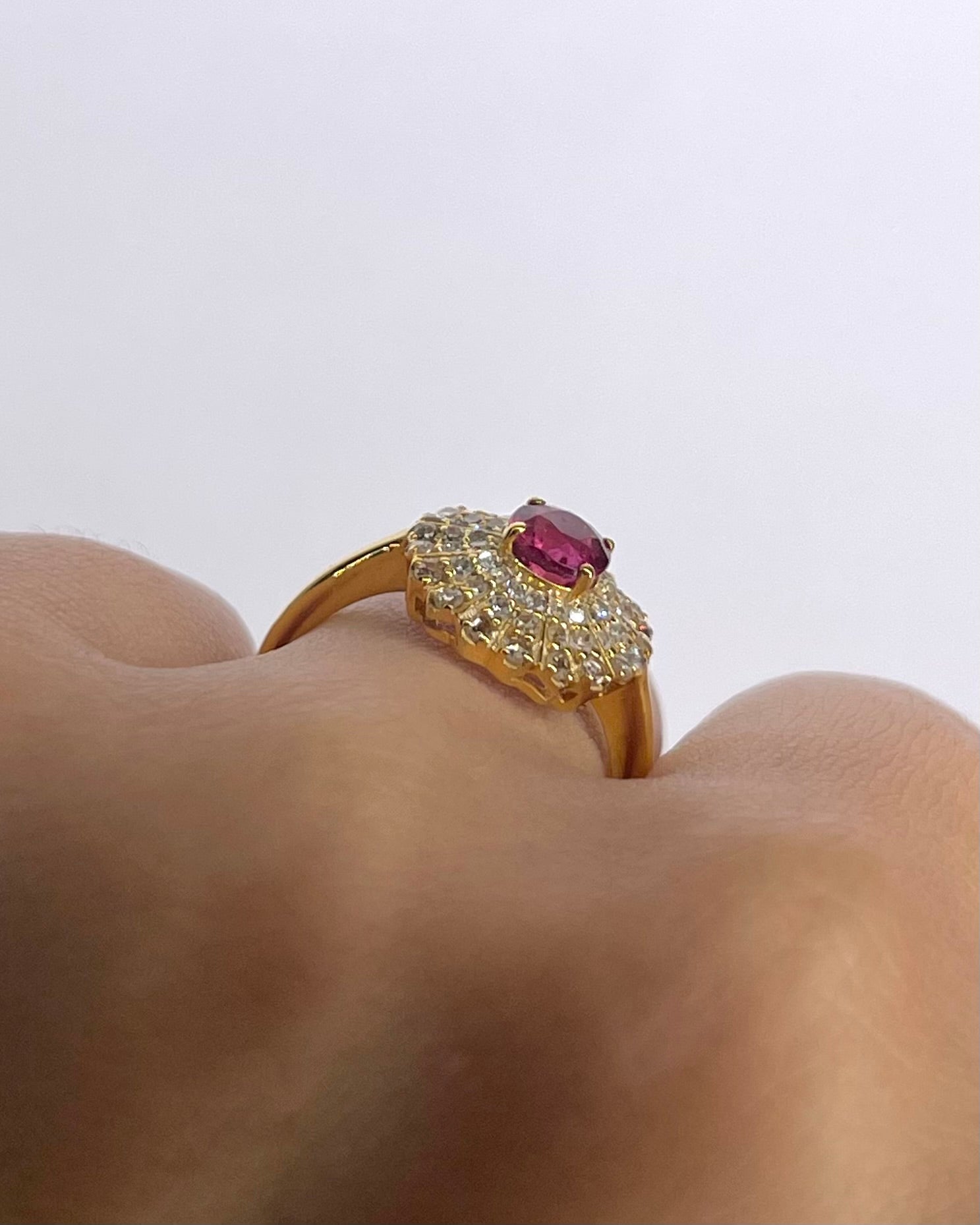 Bague Marguerite Tourmaline Rose 0.30 carat & Diamants 0.60 carat "Belinda" - Elliade Paris