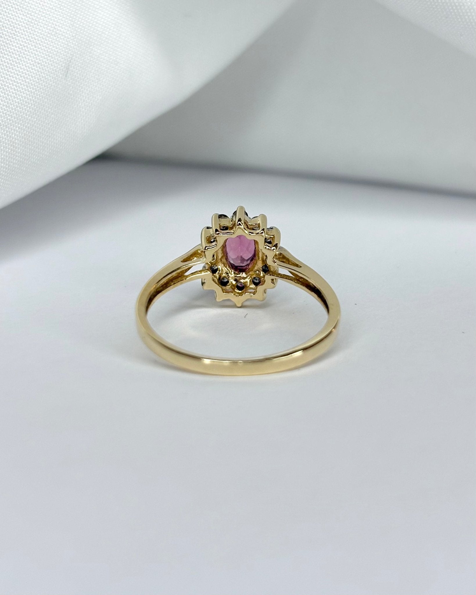 Bague Marguerite Tourmaline Rose 0.45 carat & 12 Diamants "Rachel" - Elliade Paris