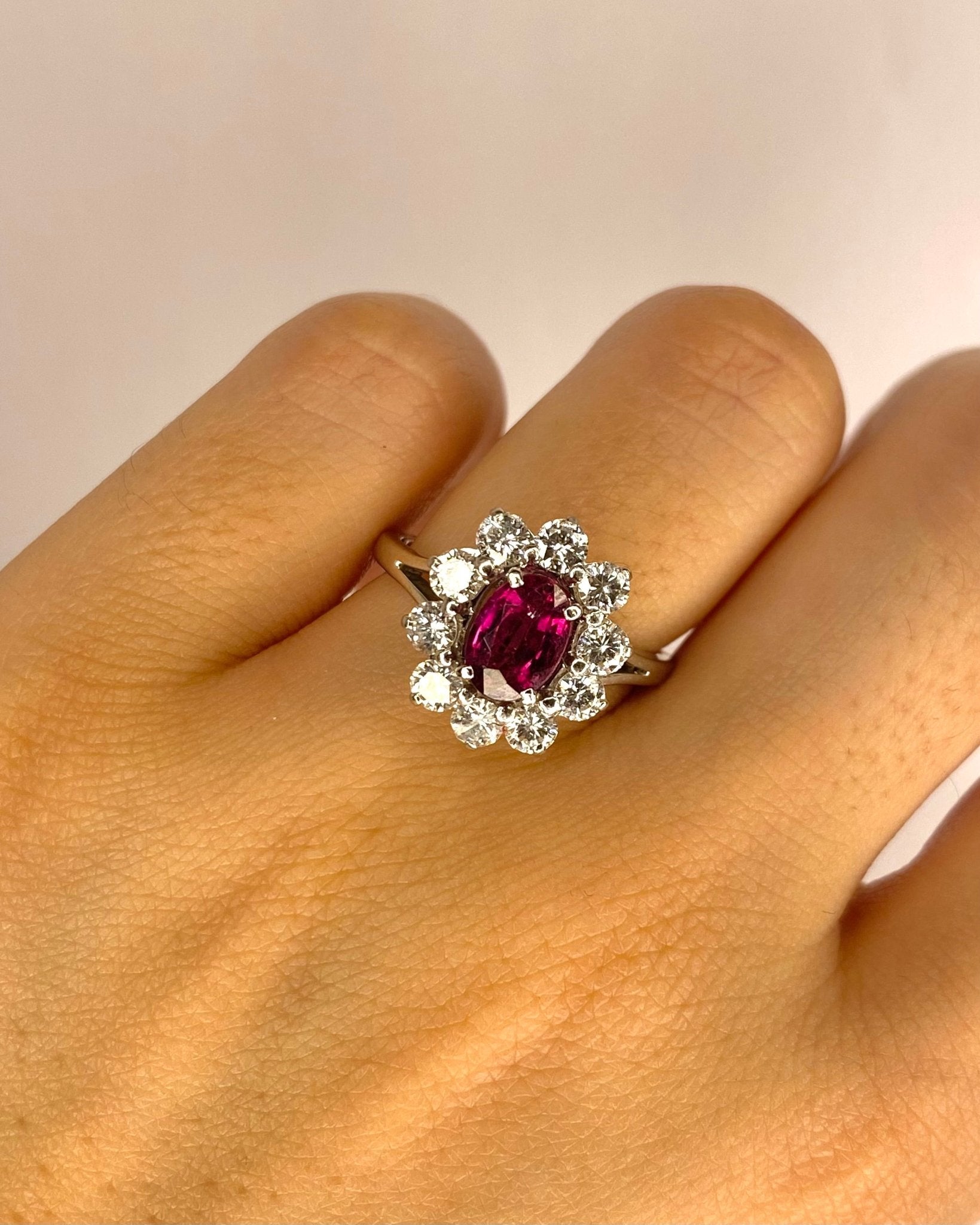 Bague Marguerite Tourmaline Rose 0.95 carat & Diamants 0.90 carat "Coralie" - Elliade Paris