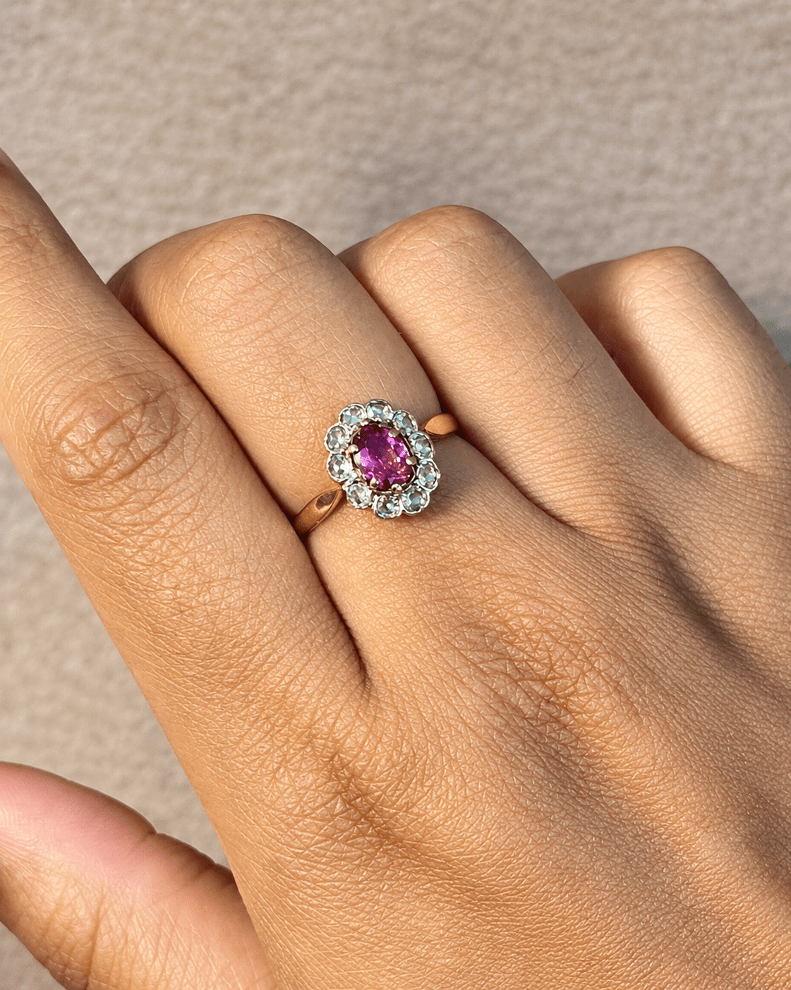 Bague Marguerite Tourmaline Rose & Diamants "Sandy" - Elliade Paris
