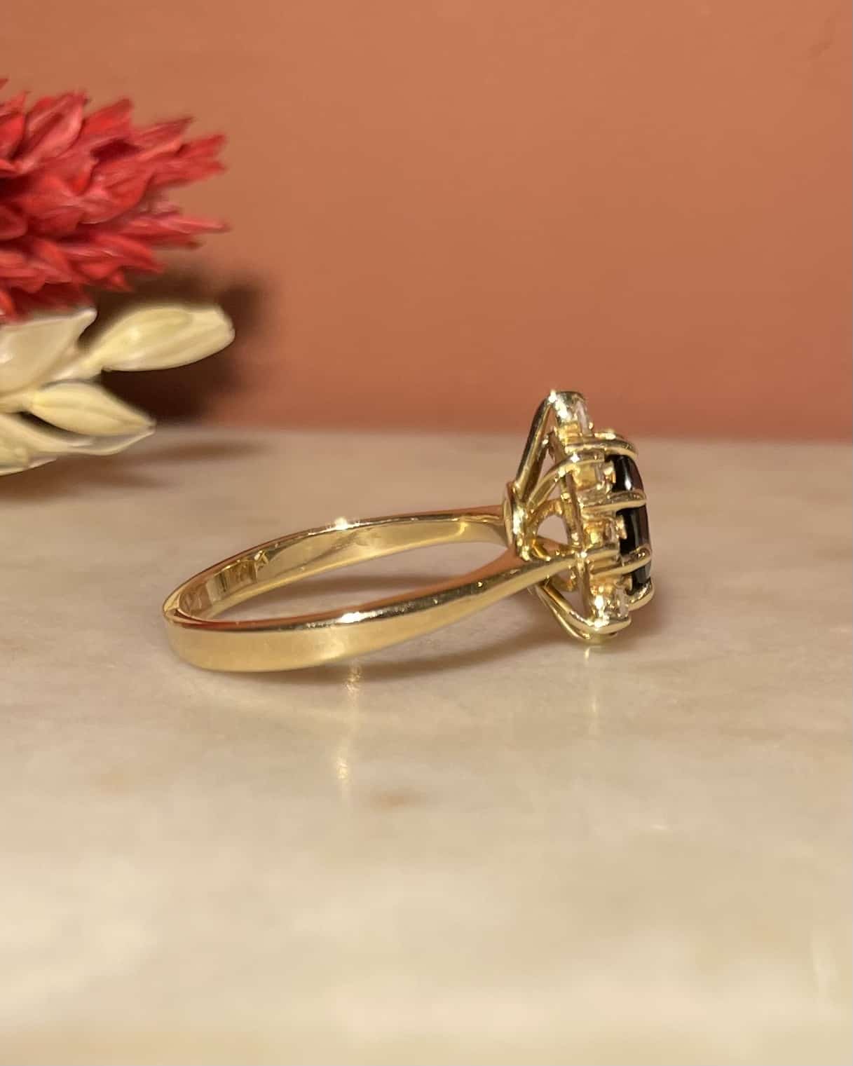 Bague Marguerite Tourmaline Verte & Diamants "Sunniva" - Elliade Paris