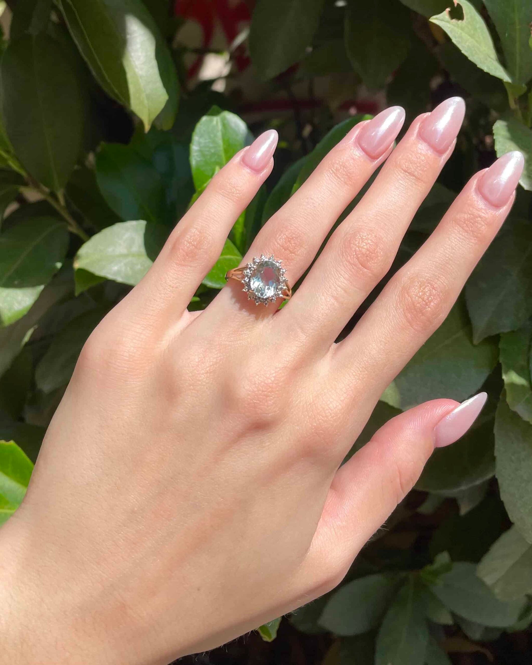 Bague Marguerite Aigue-Marine et Diamants "Jemima" - Elliade Paris