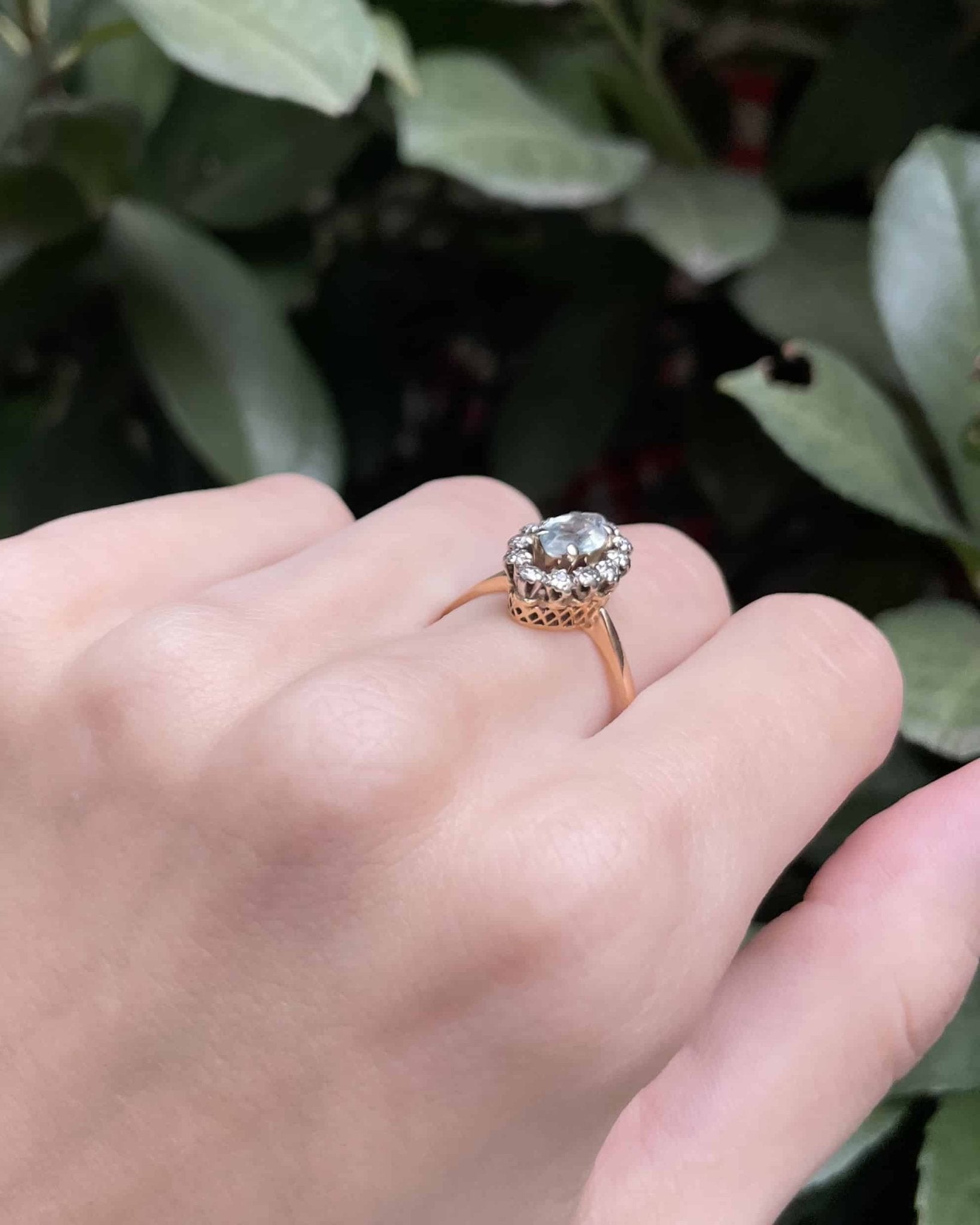 Bague Marquise Aigue - Marine 1.05 carat & Diamants "Nina" - Elliade Paris