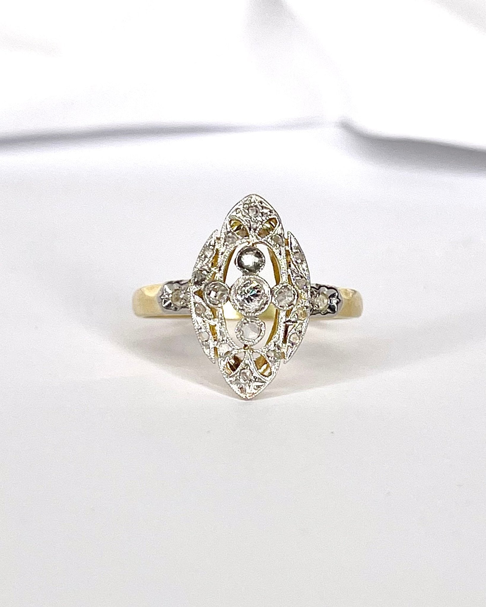 Bague Marquise Art - Deco Diamants "Cassie" - Elliade Paris