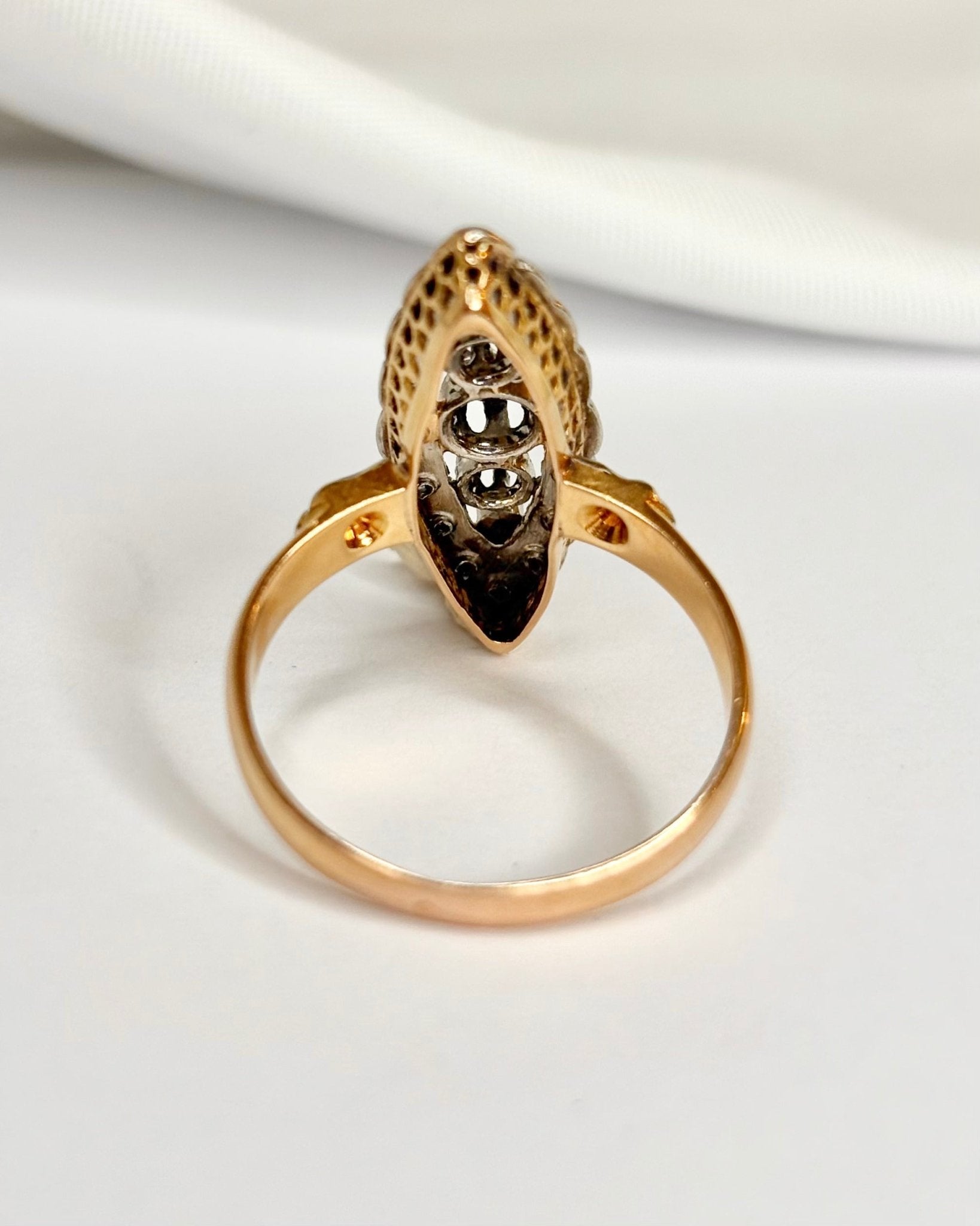Bague Marquise Fin XIXème siècle 21 Diamants "Anna" - Elliade Paris