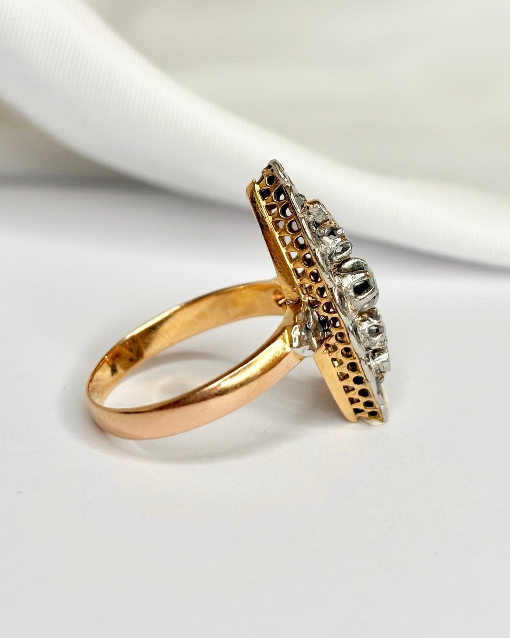 Bague Marquise Fin XIXème siècle 21 Diamants "Anna" - Elliade Paris