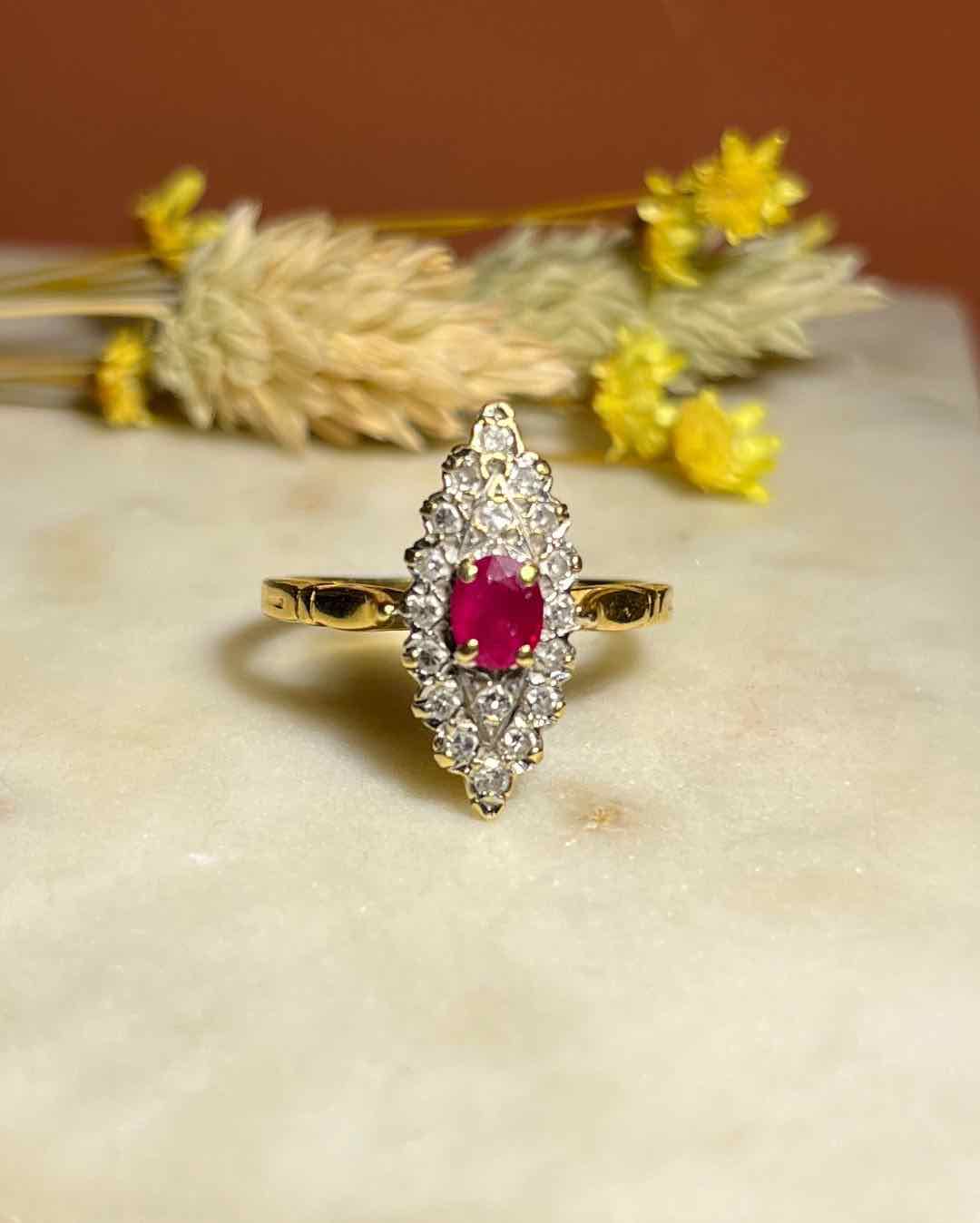 Bague Marquise Rubis & Diamants "Evy" - Elliade Paris