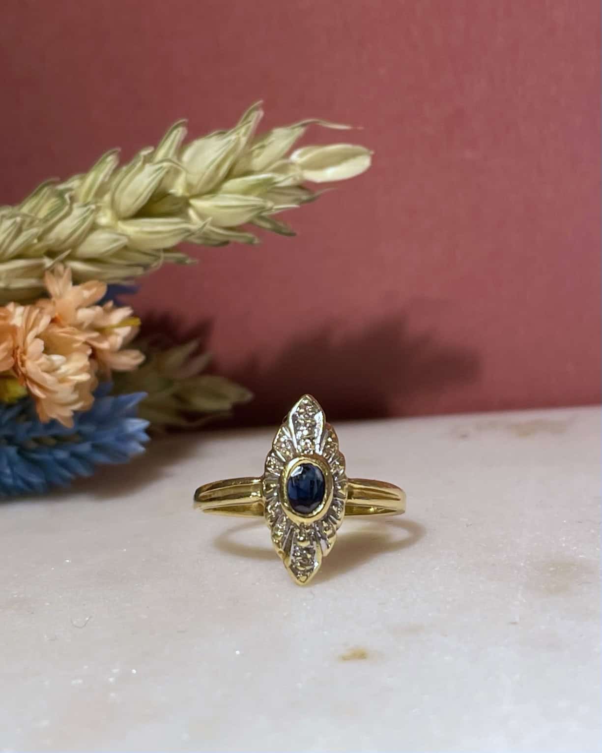 Bague Marquise Saphir & Diamants "Monsee" - Elliade Paris
